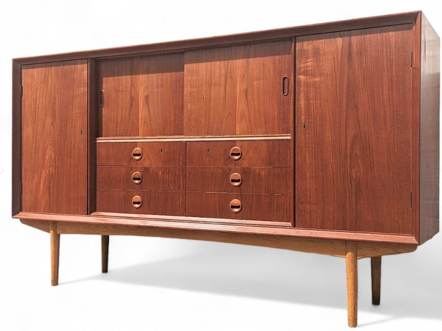 Mid Century Danish Modern Teak Highboard Cabinet