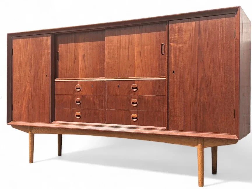 Mid Century Danish Modern Teak Highboard Cabinet