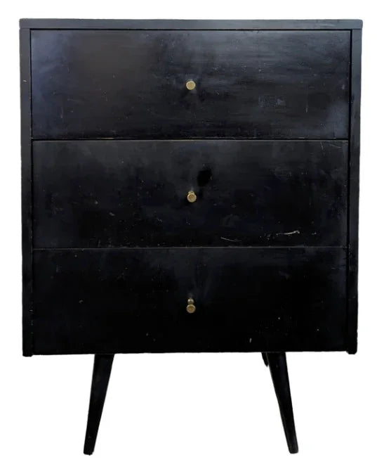 Mid Century Modern Paul McCobb Black Lacquer Three Drawer Dresser