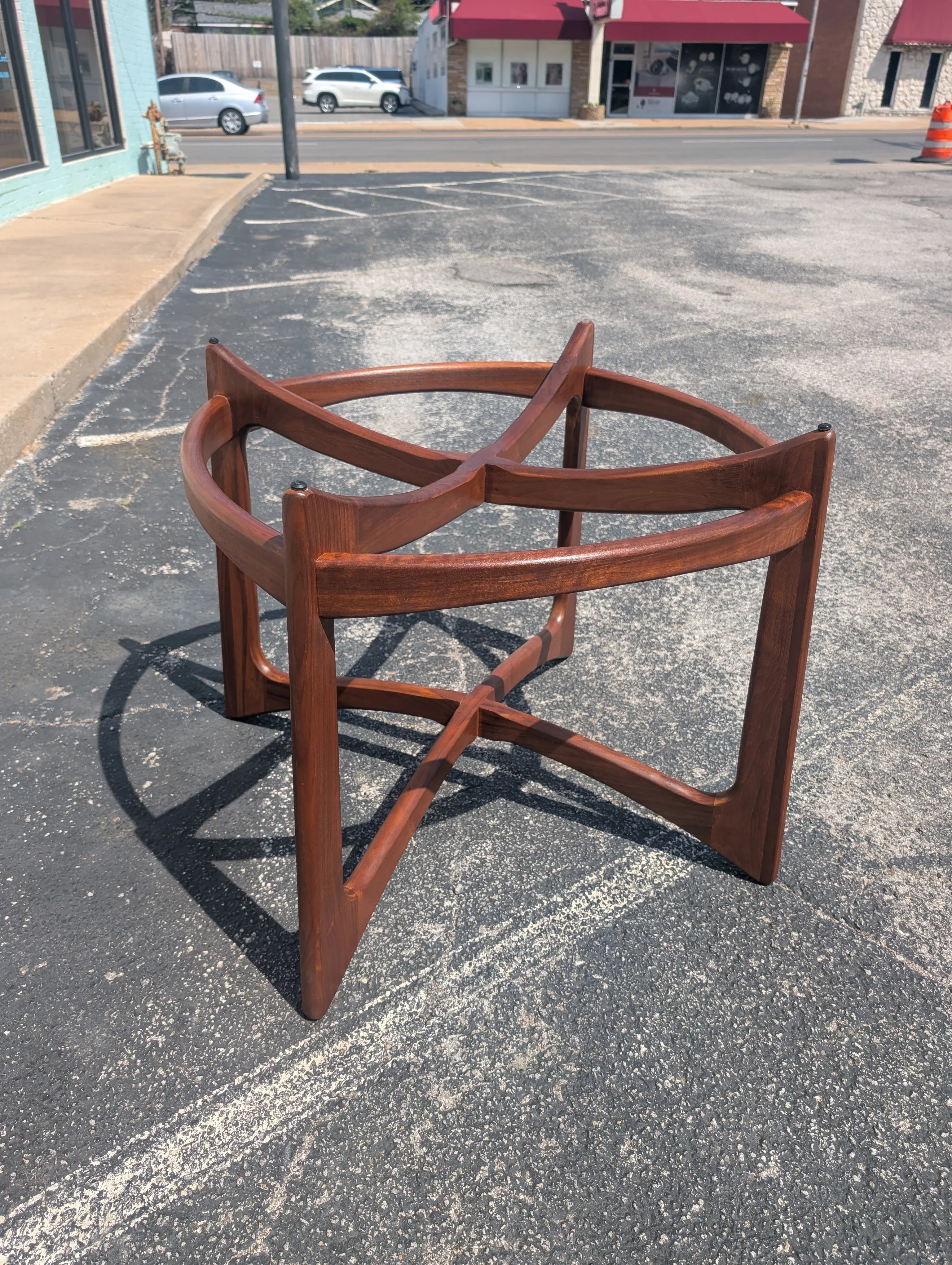 Mid Century Modern Adrian Pearsall Walnut and Glass Compass Dining Table