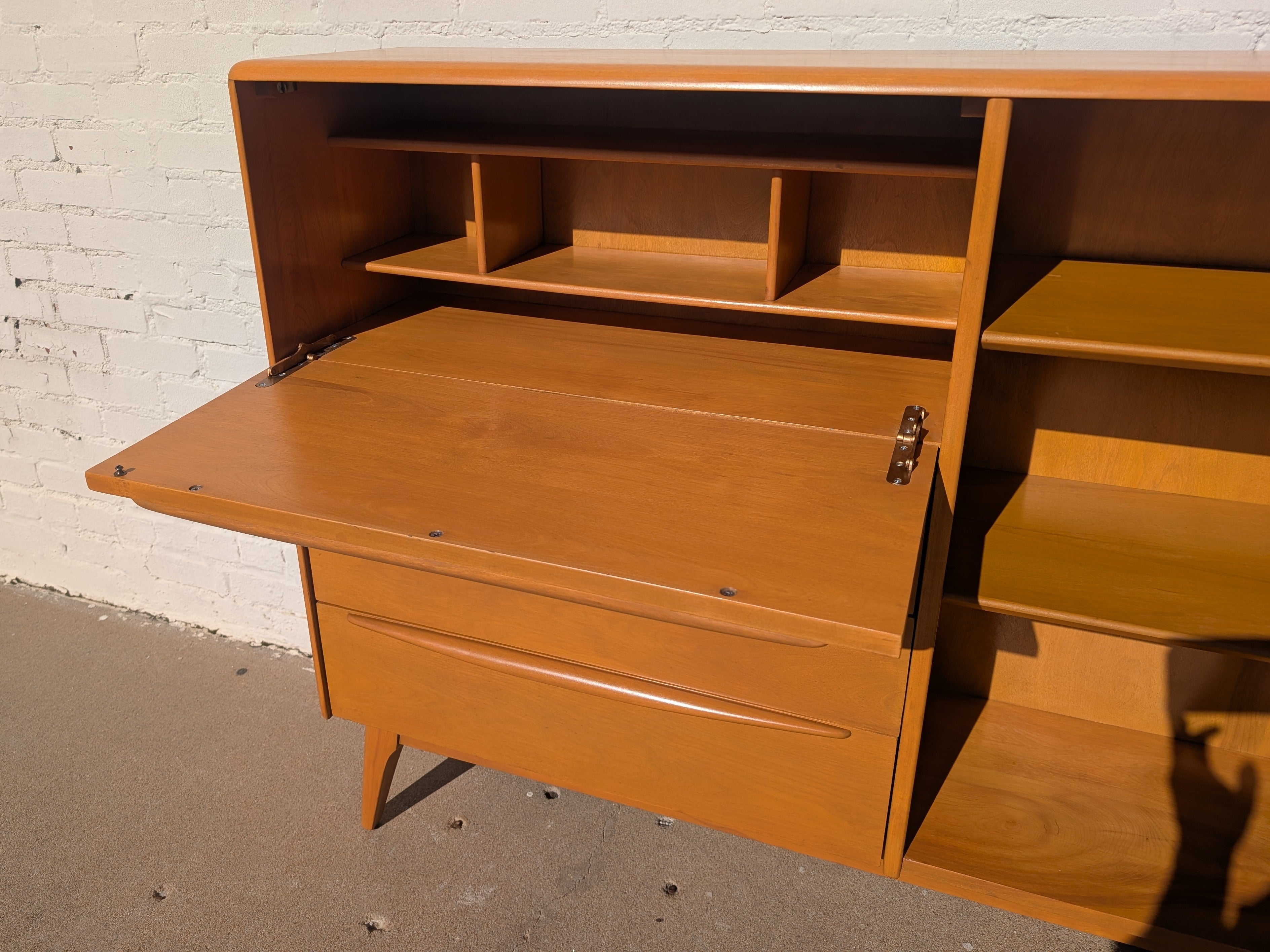 Mid Century Modern Heywood Wakefield Solid Birch Drop Front Cabinet