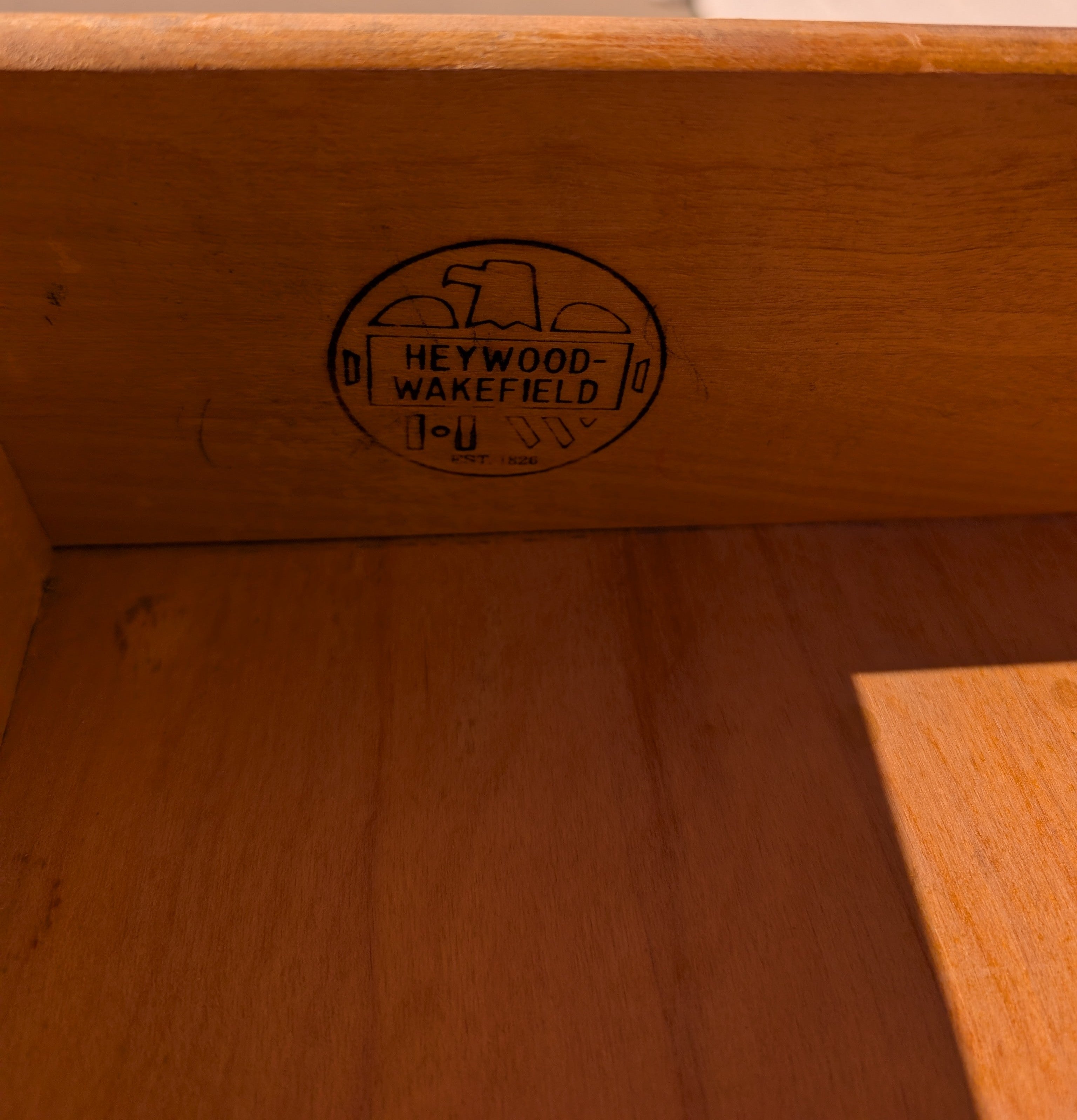 Mid Century Modern Heywood Wakefield Solid Birch Drop Front Cabinet