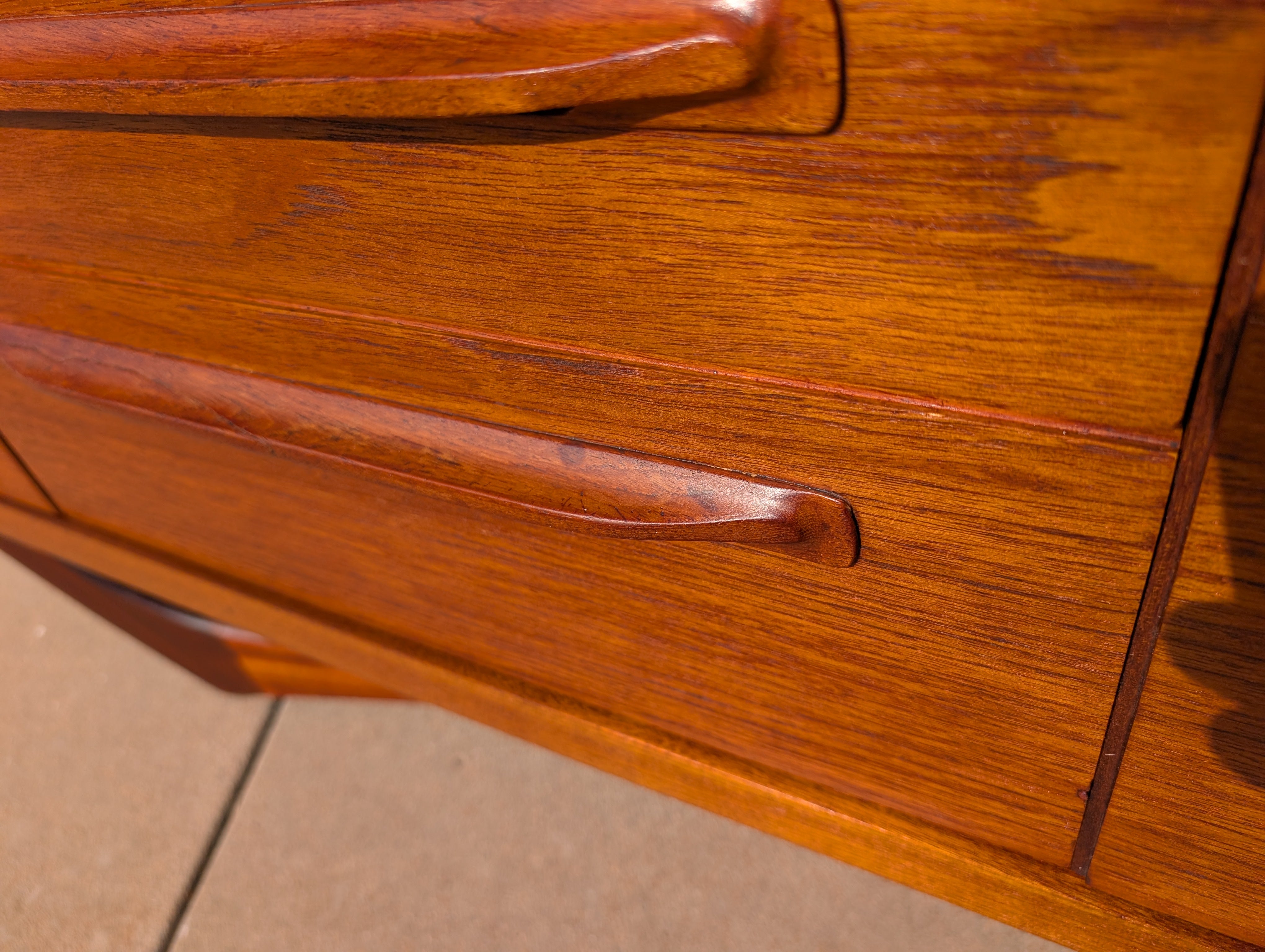 Mid Century English Modern X Base Credenza by Beithcraft