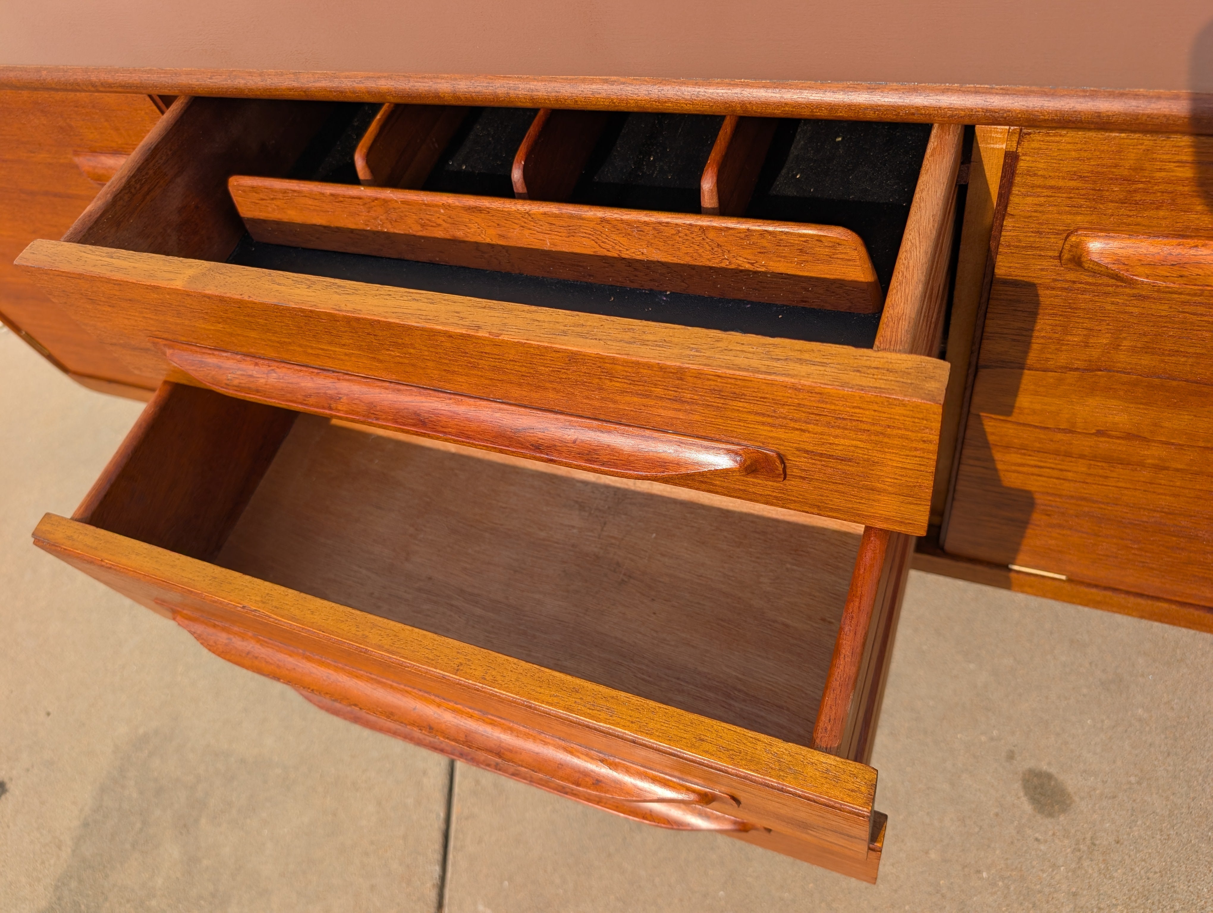 Mid Century English Modern X Base Credenza by Beithcraft