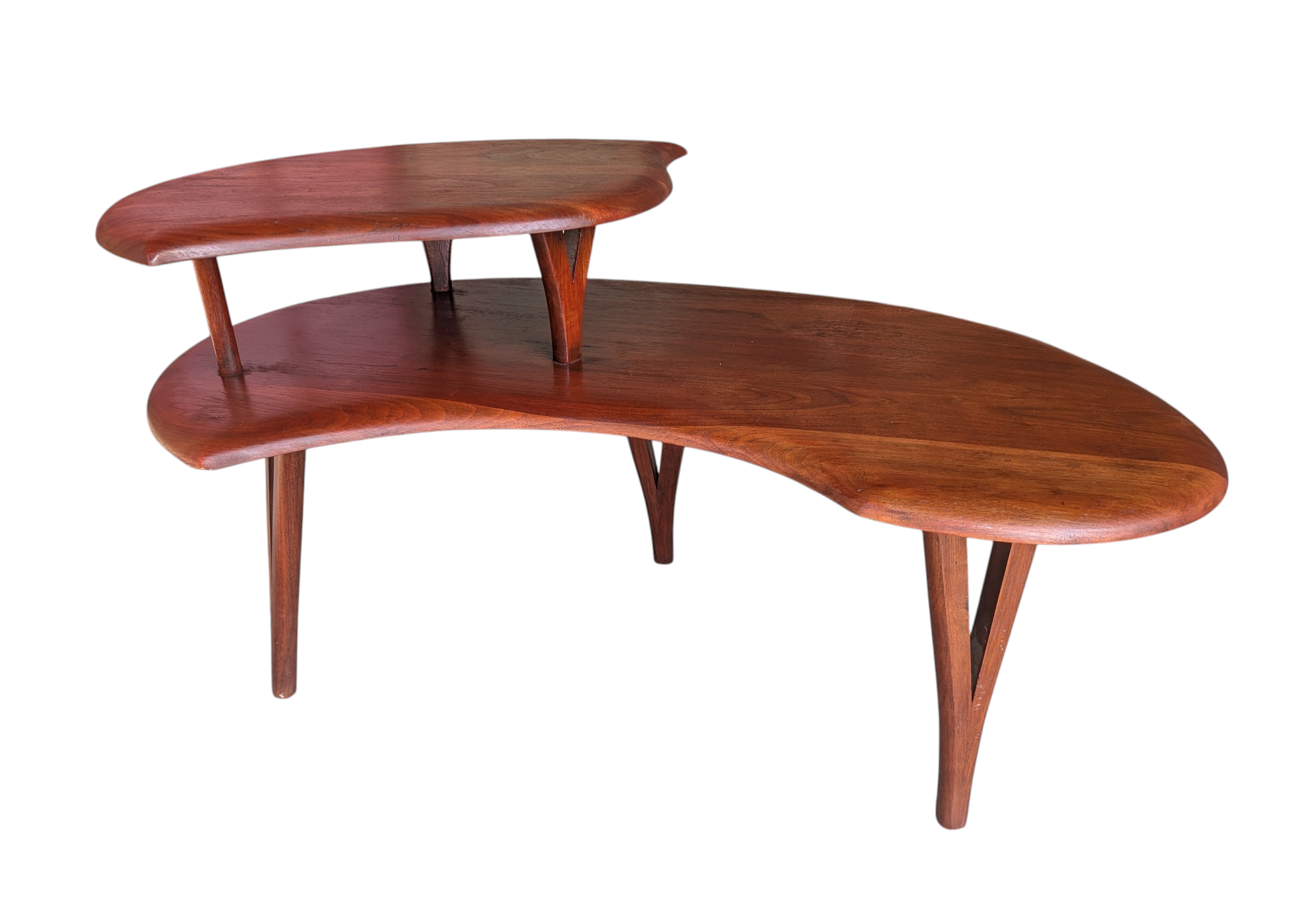 Mid Century Modern Amorphic Sculptural Walnut Coffee Table in Manner of Bissman