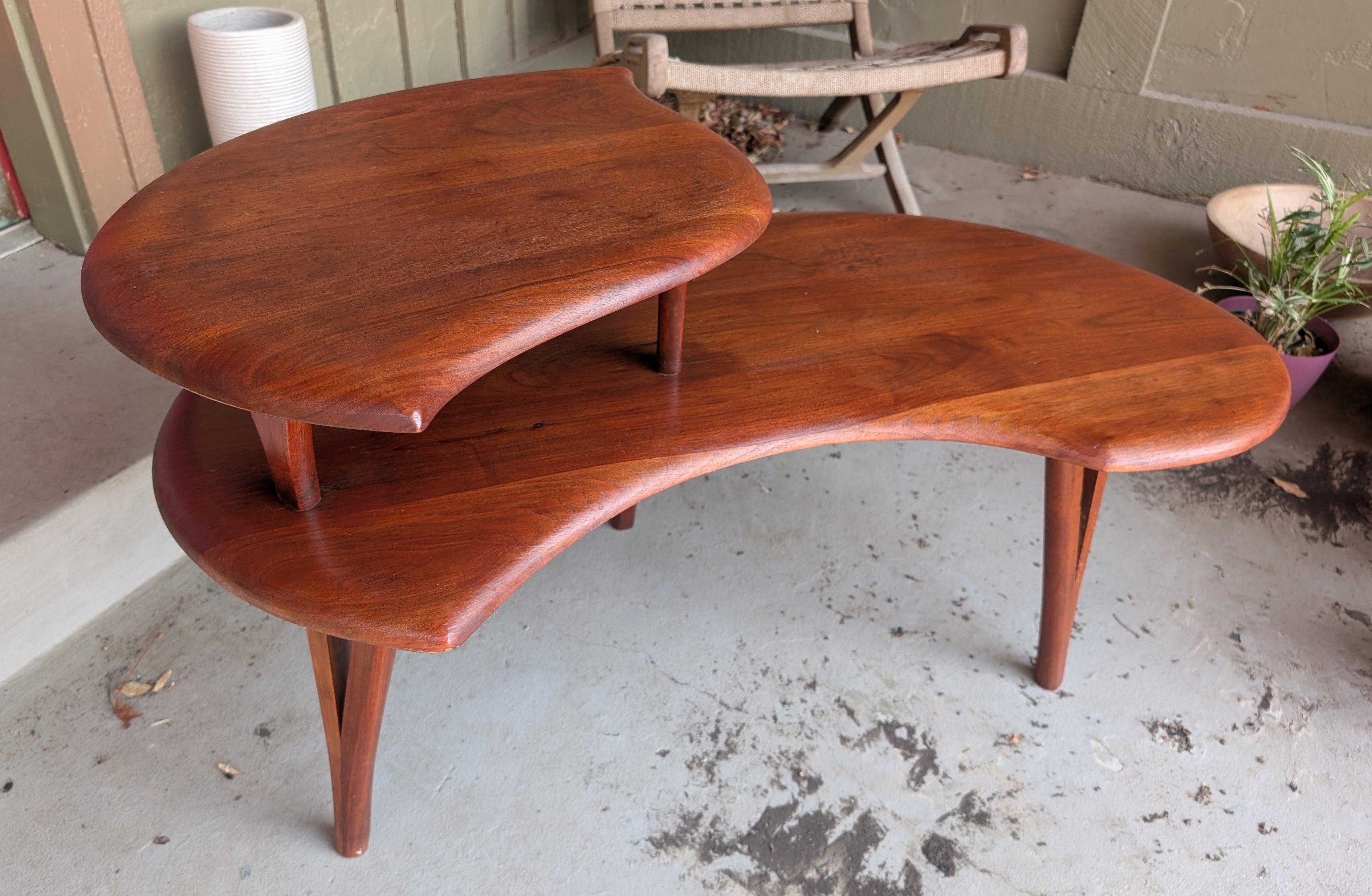 Mid Century Modern Amorphic Sculptural Walnut Coffee Table in Manner of Bissman