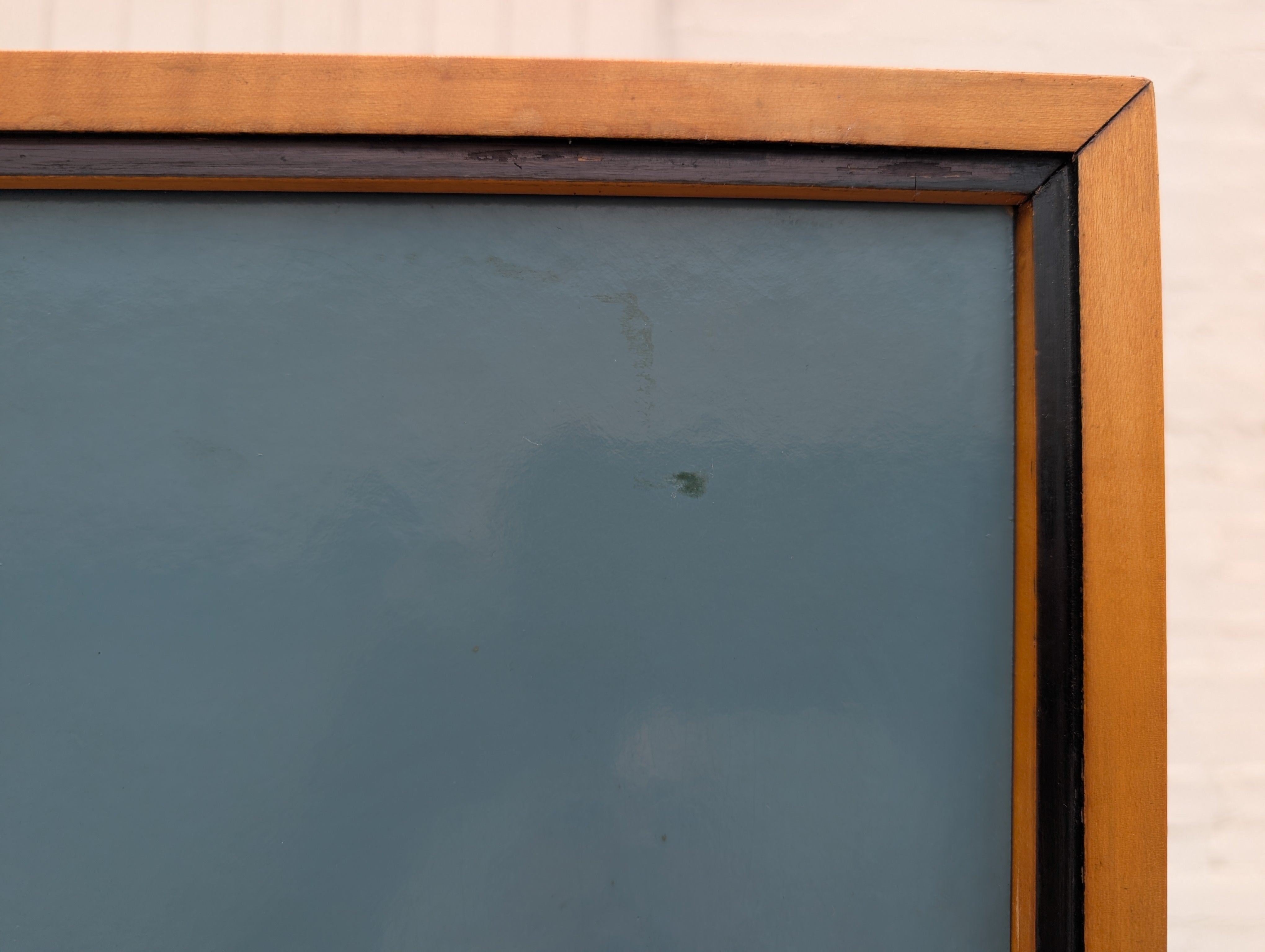 Mid Century French Modern Lacquered Maple and Grasscloth Wall Unit