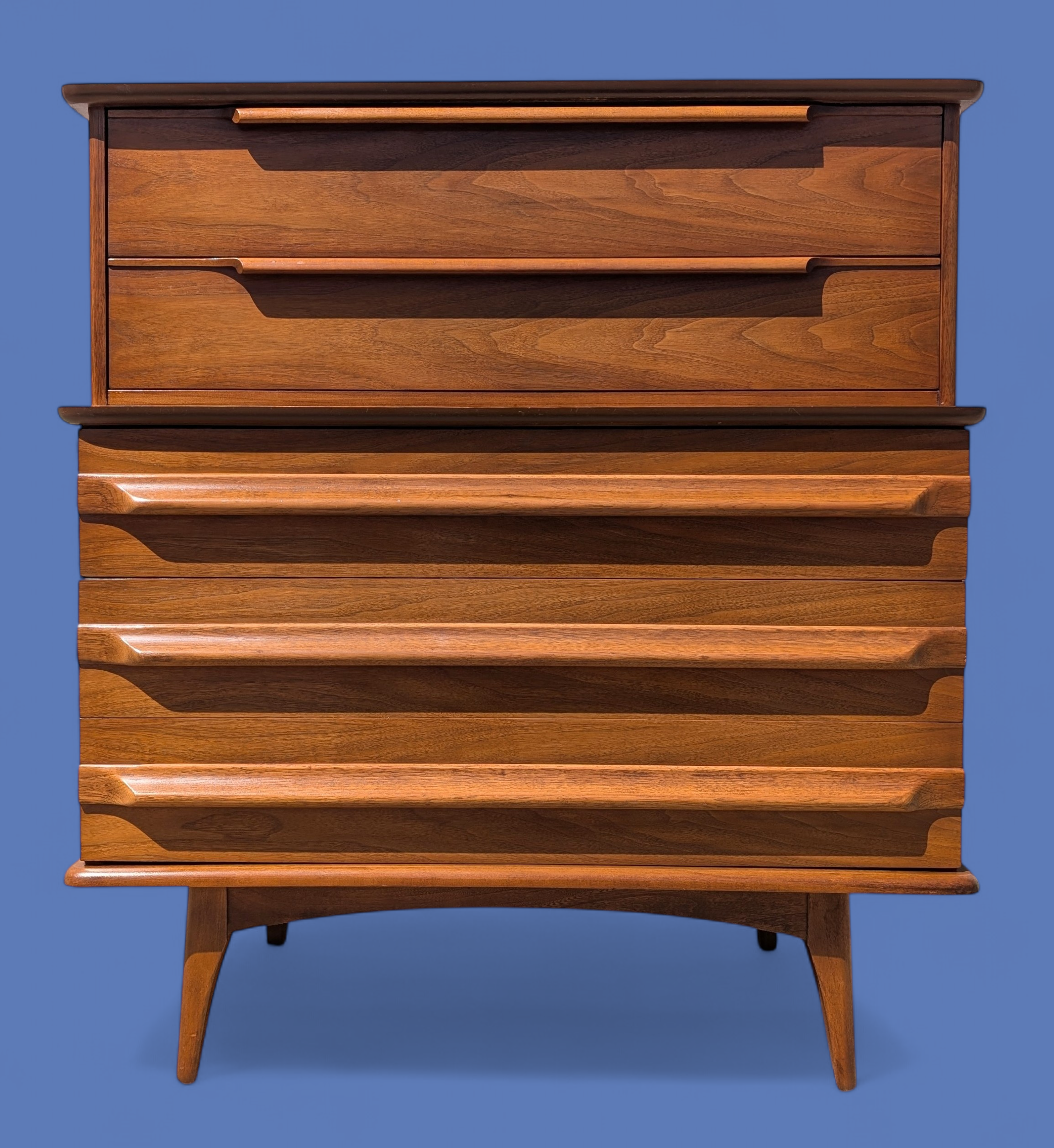 Mid Century Modern Sculptural Walnut Dresser by United