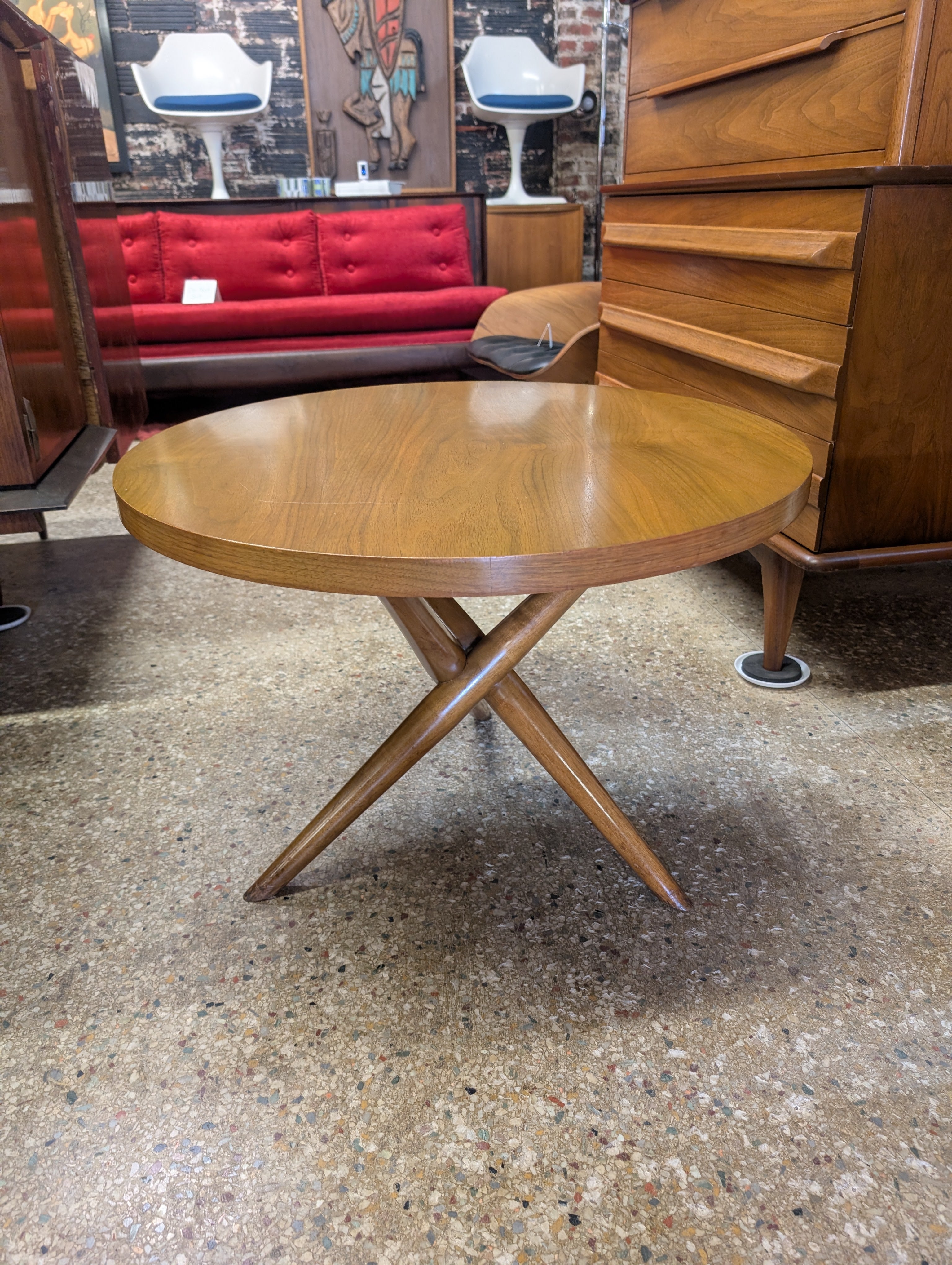 Mid Century Modern Widdicomb Walnut Side Table by T H Robsjohn Gibbings
