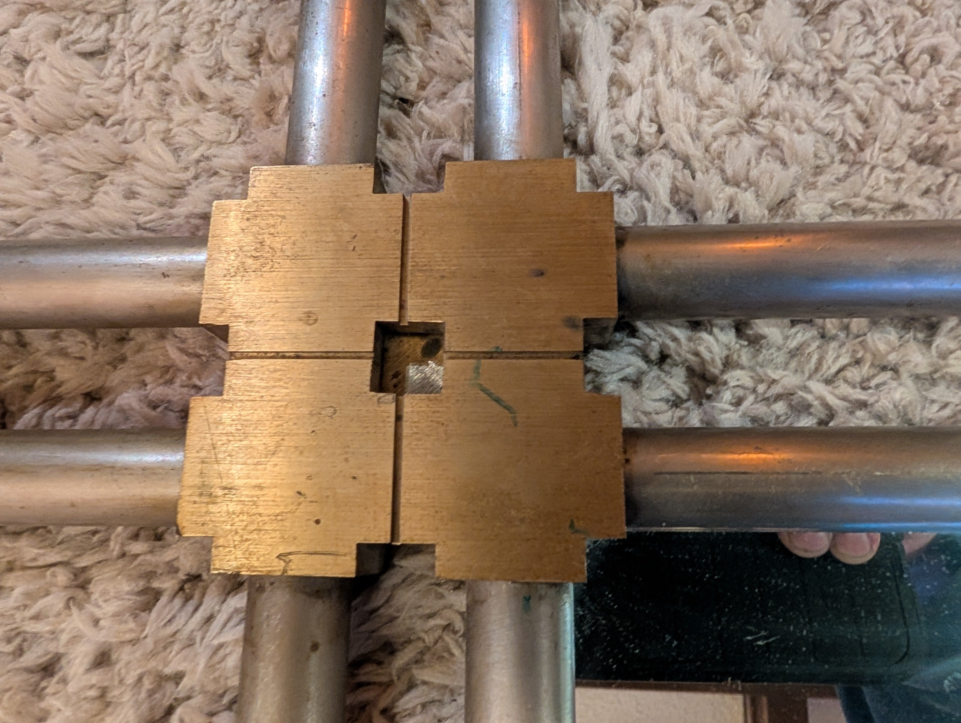 Mid Century Modern Stainless Steel and Solid Brass Mirror Attributed to John Vesey