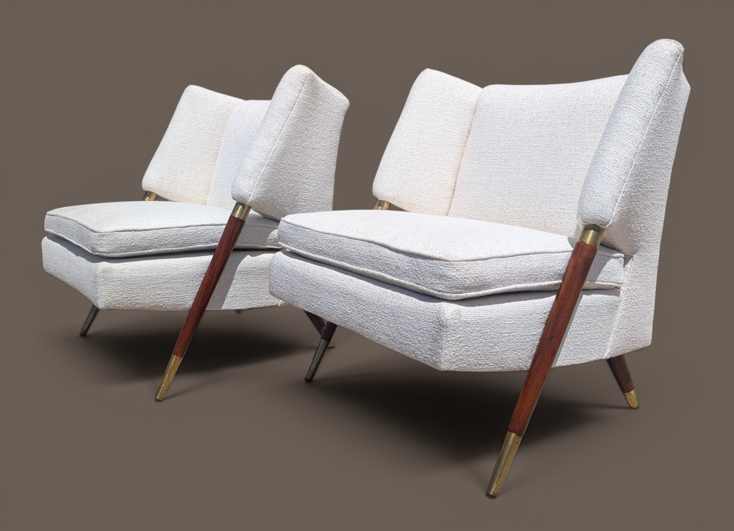 Mid Century Modern Karpen Walnut Trim Side Chairs
