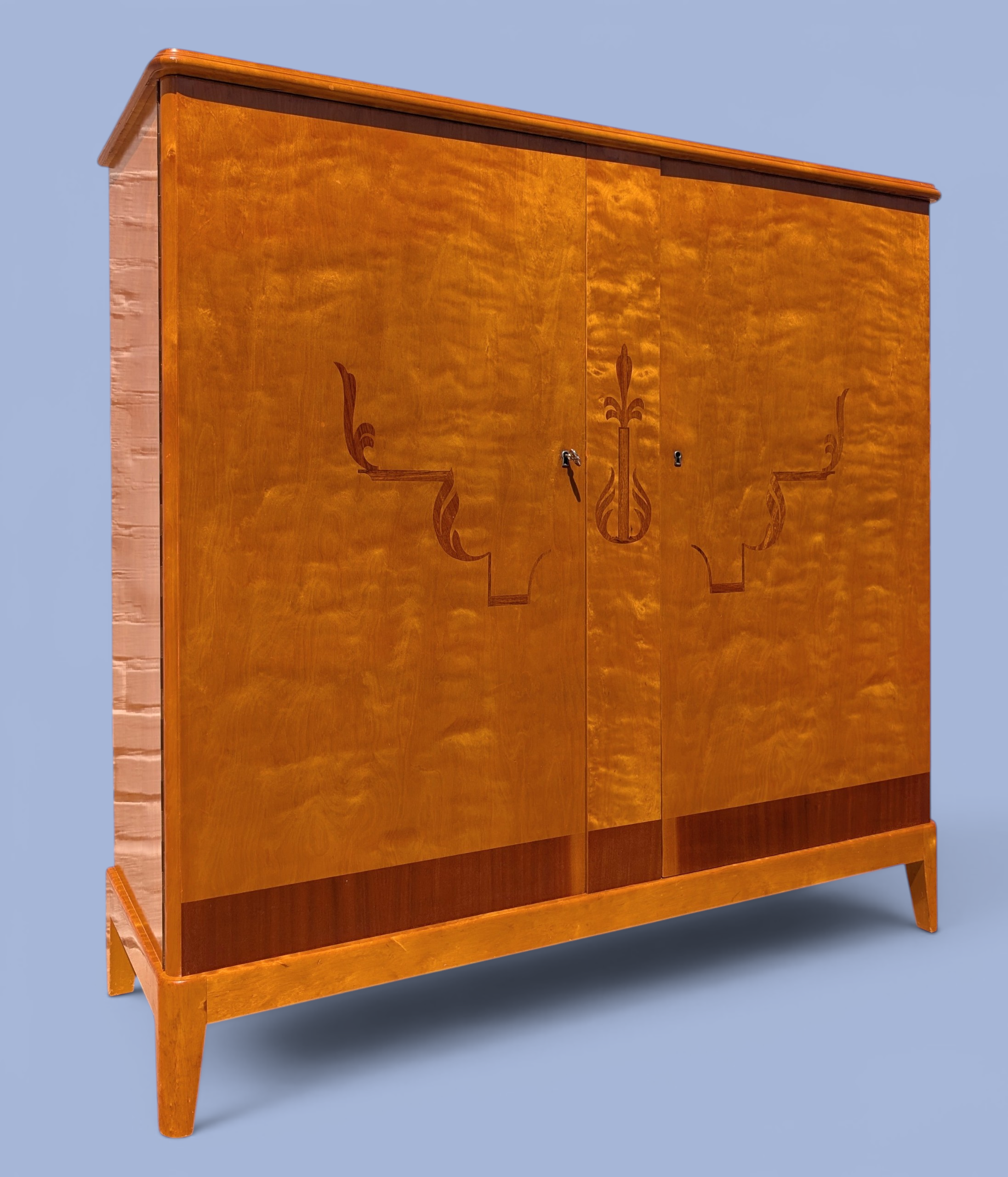 Scandinavian Art Deco Birch and Oak Cabinet