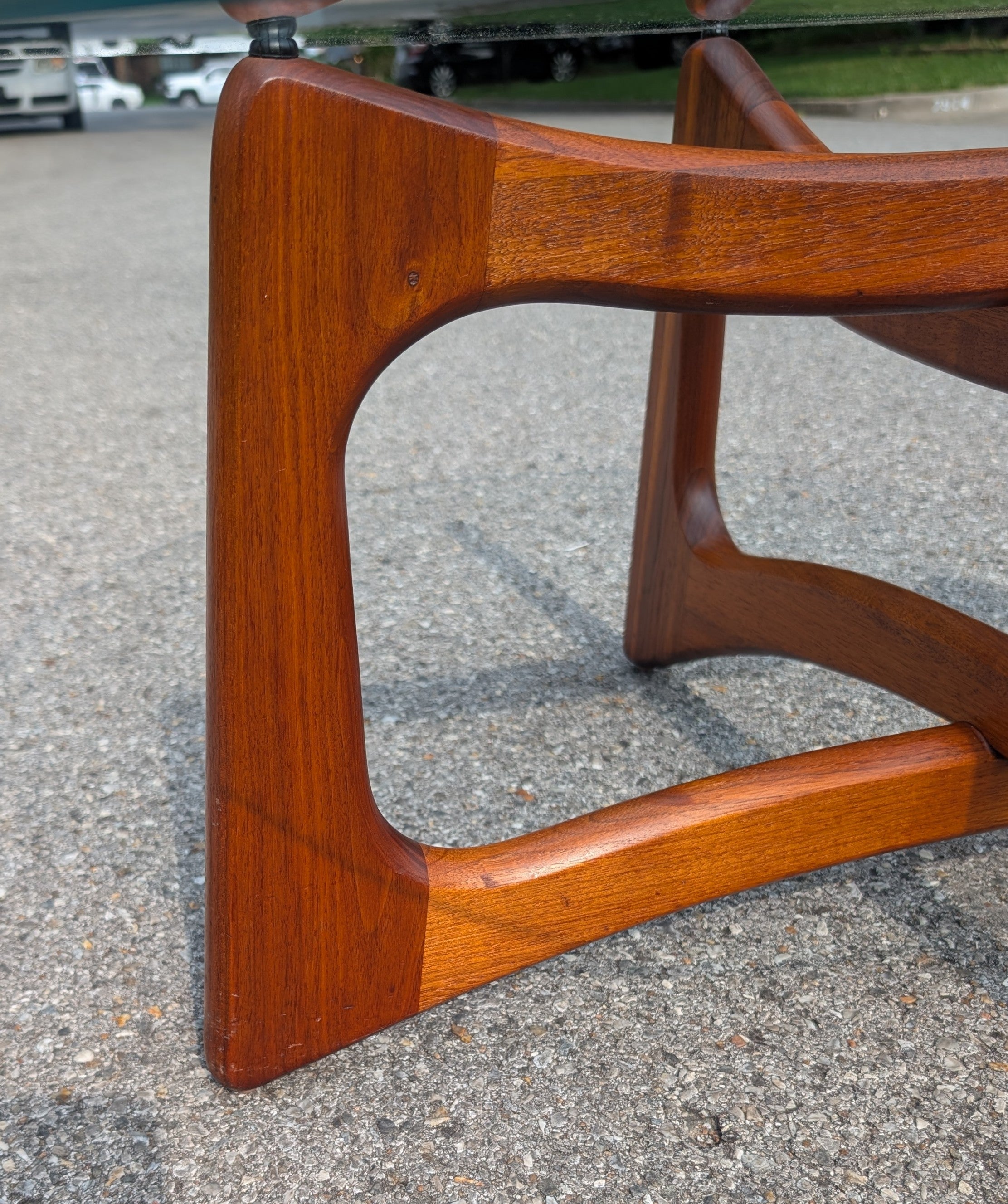 Mid Century Modern Adrian Pearsall Walnut and Glass Ribbon Coffee Table