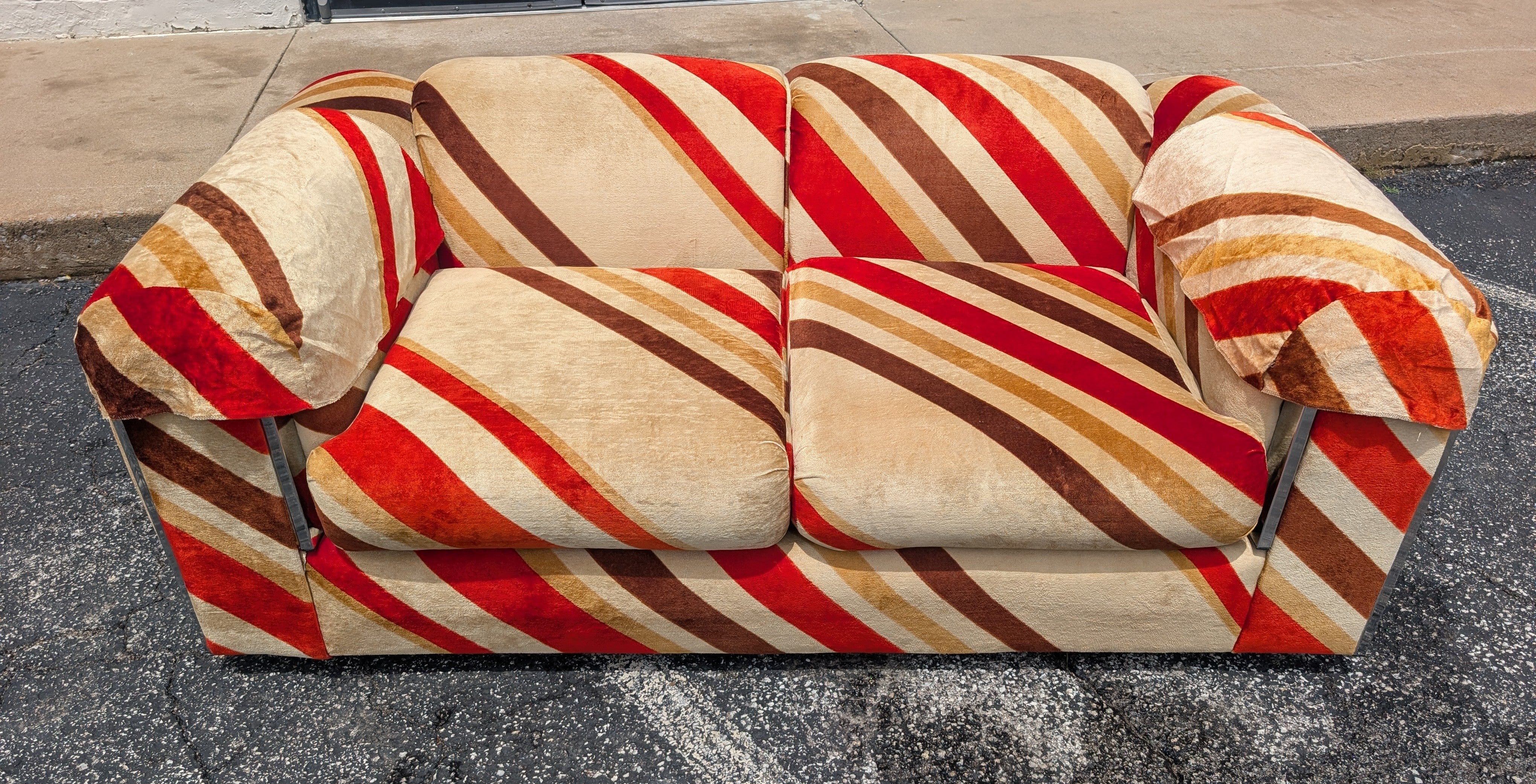 Mid Century Modern Schweiger Velvet Teddy Bear Loveseat