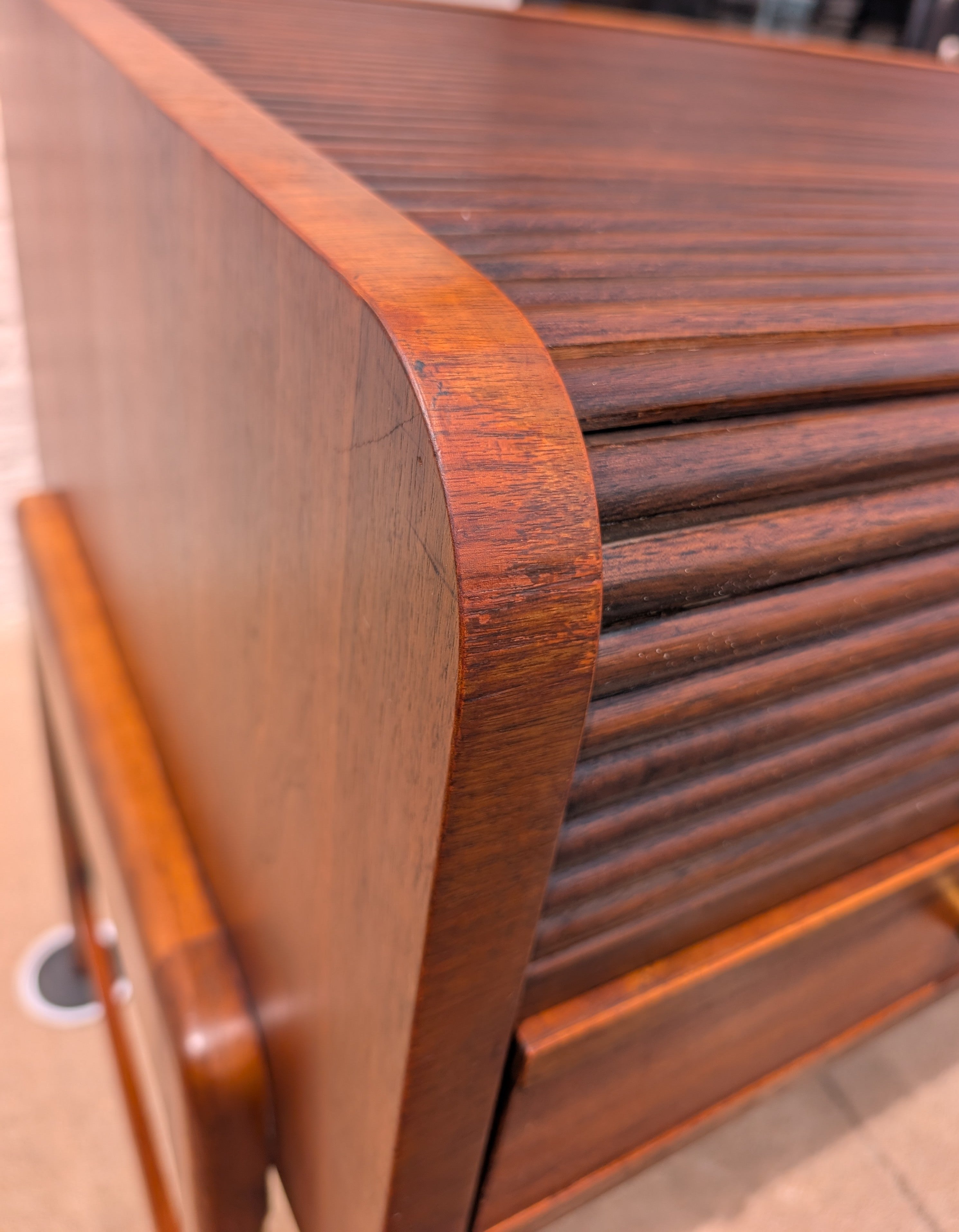 Mid Century Modern Walnut Roll Top Desk by Sligh Lowry
