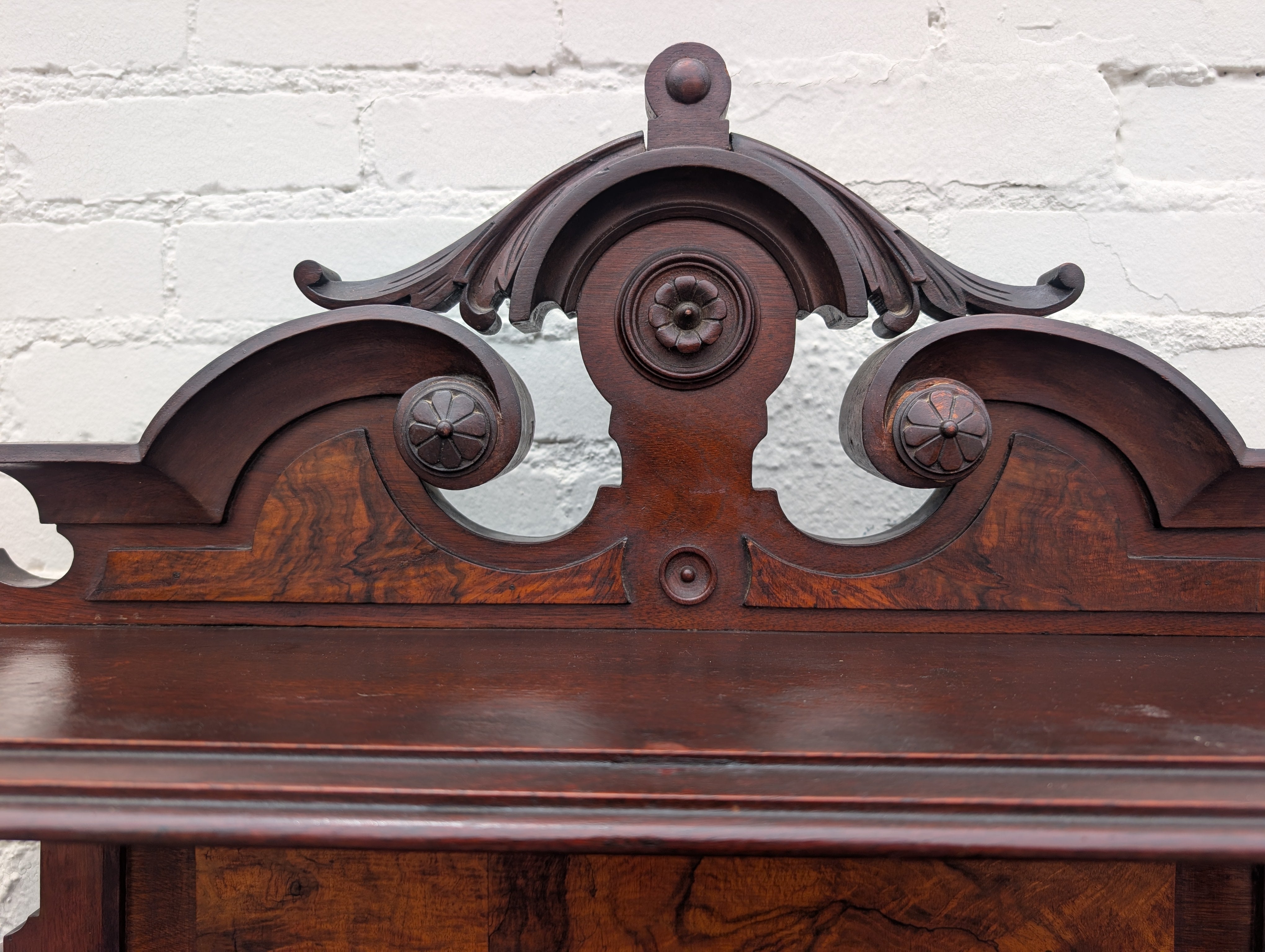 Victorian Walnut and Burlwood Roll Top Secretary