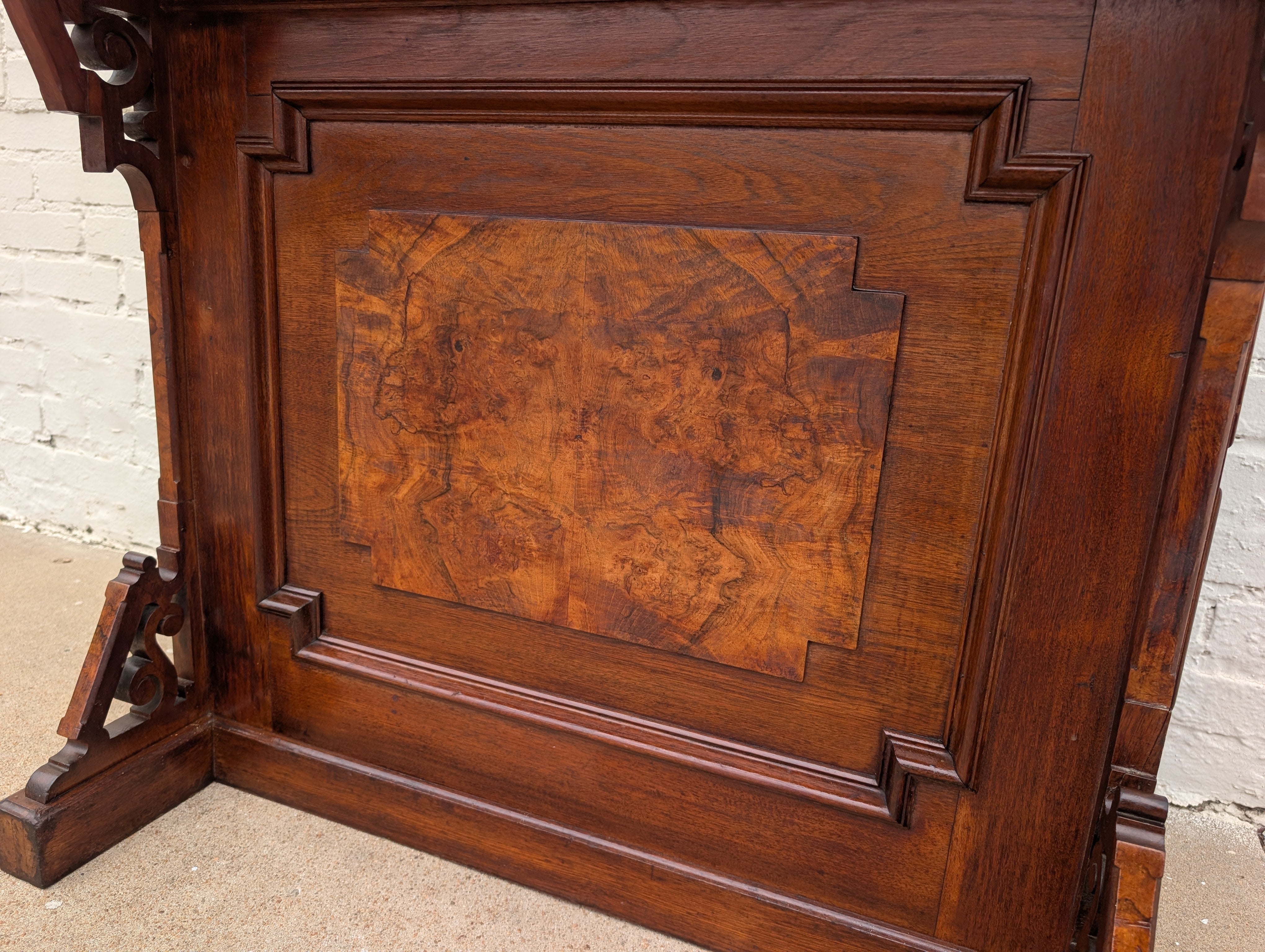 Victorian Walnut and Burlwood Roll Top Secretary