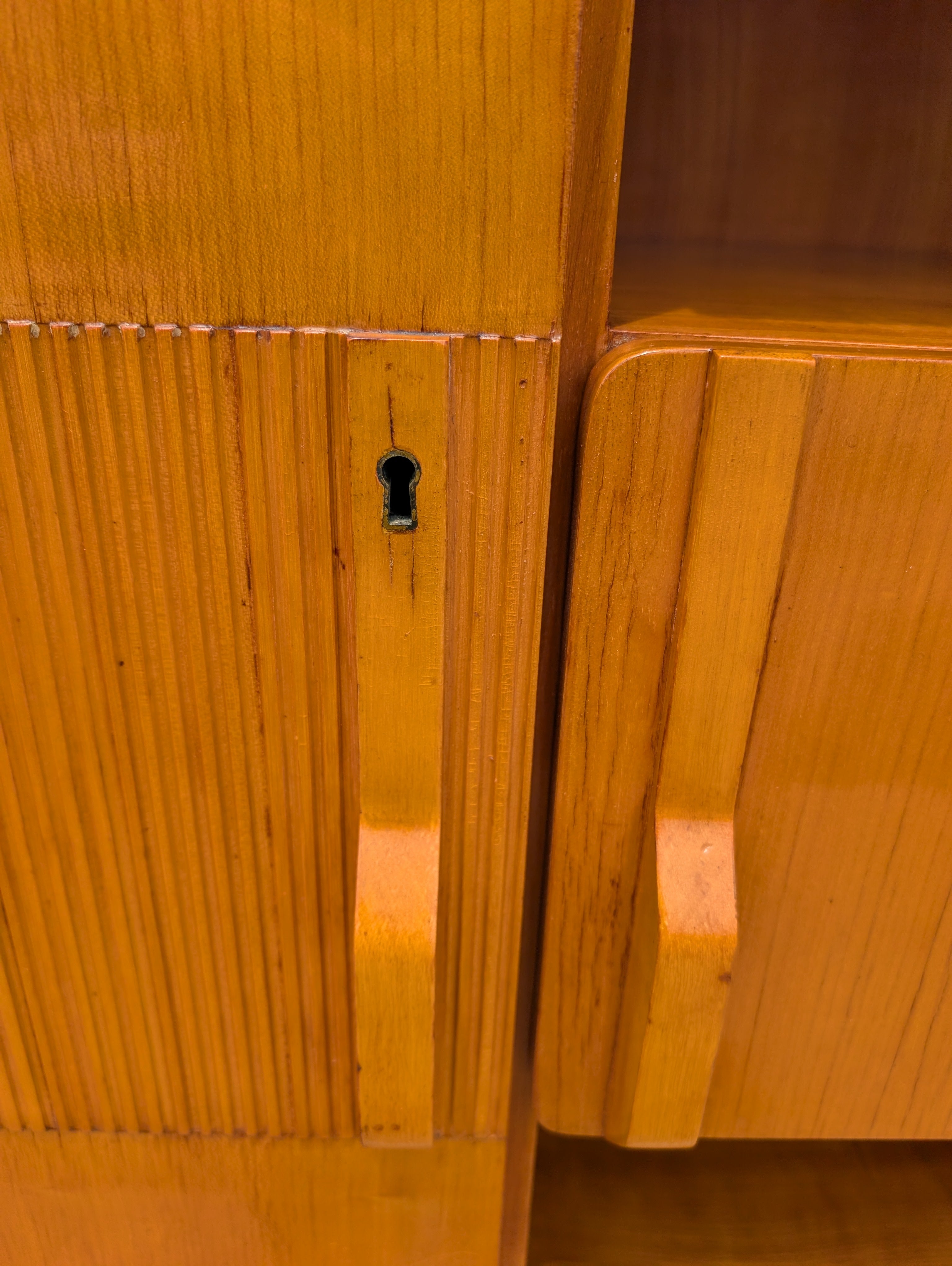 Mid Century Italian Modern Lacquered Elm and Maple Armoire