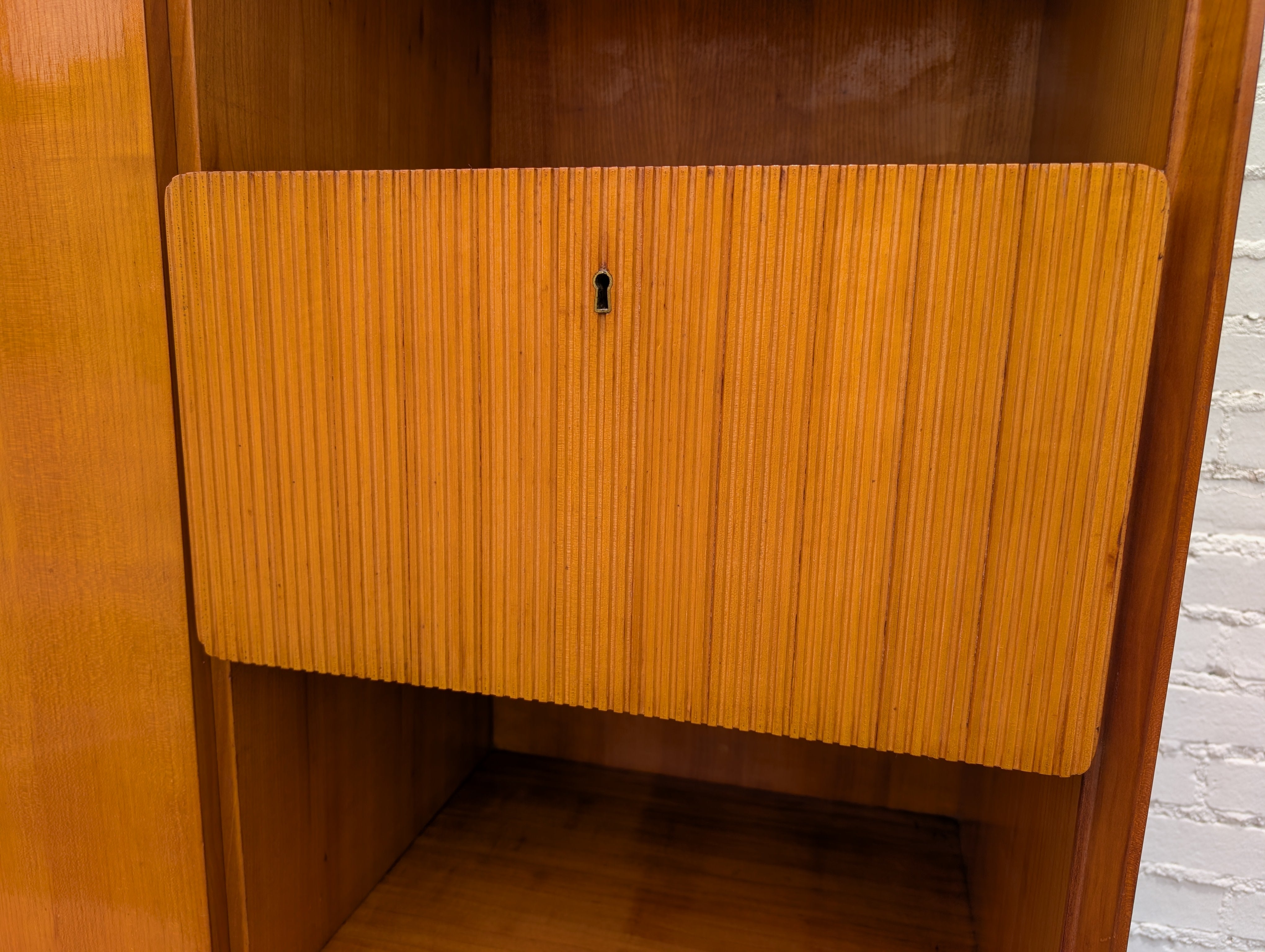 Mid Century Italian Modern Lacquered Elm and Maple Armoire