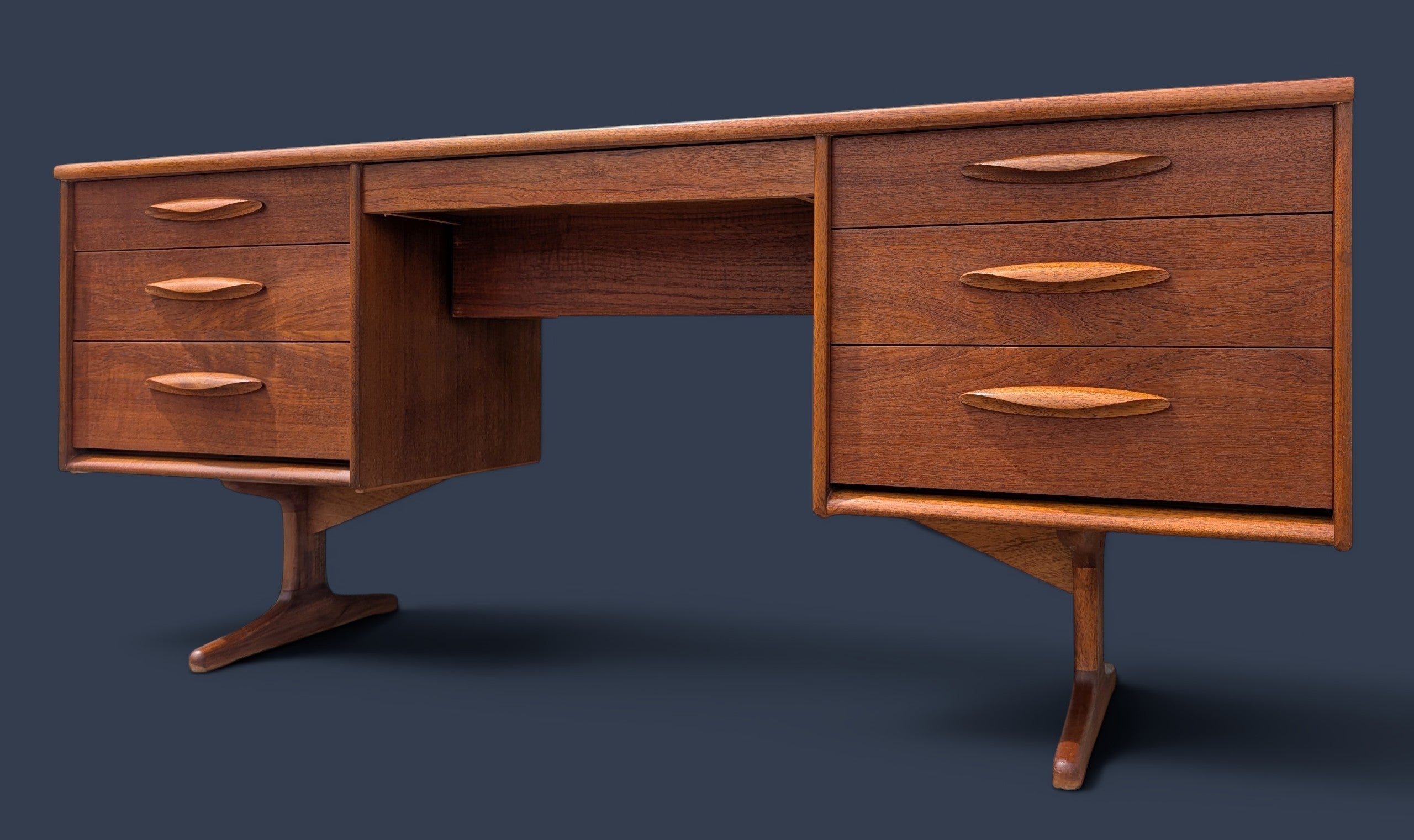Mid Century English Modern Teak Desk/Vanity by Austin Suite