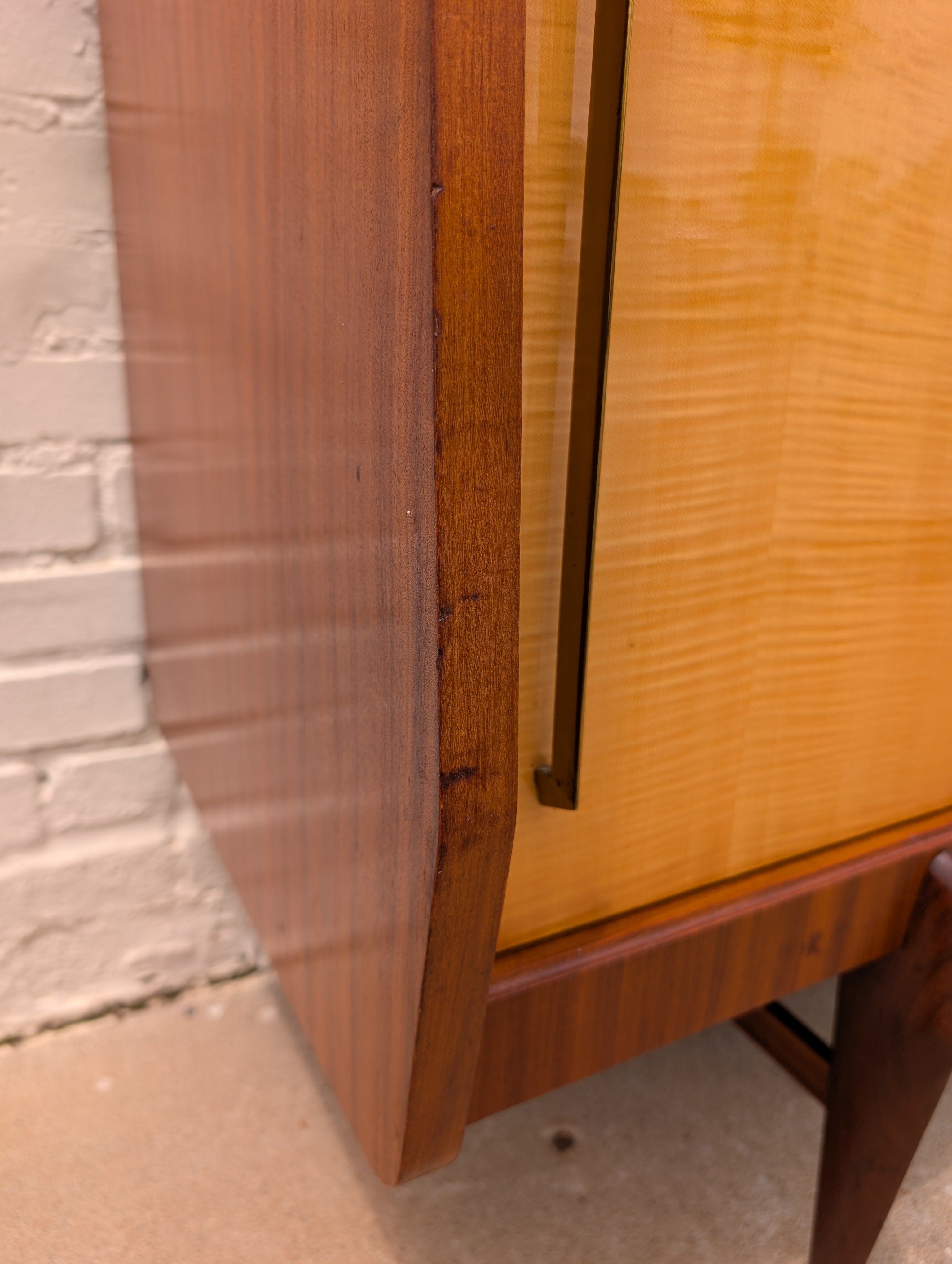 Mid Century Italian Modern Lacquered Mahogany and Elm Sideboard