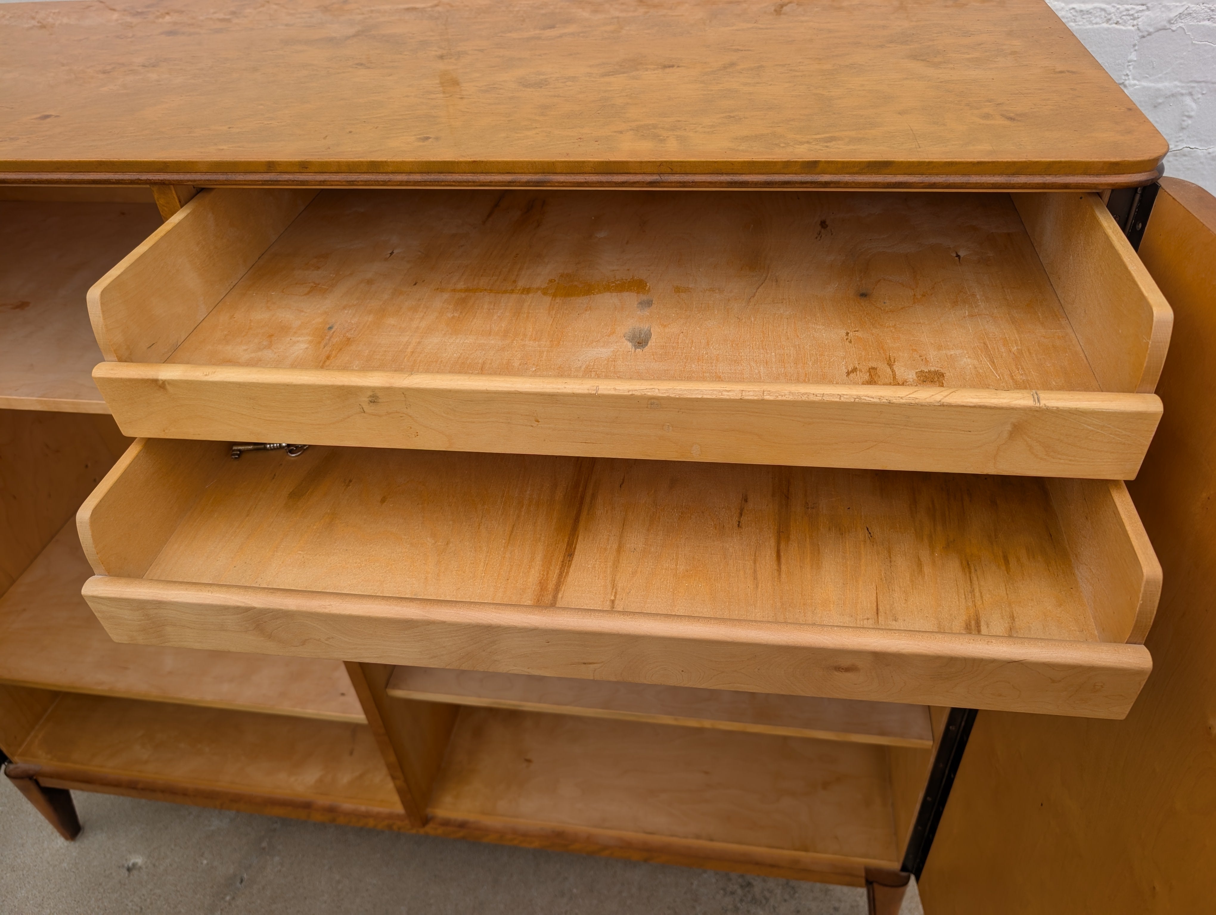 Modern Swedish Art Deco Birch and Oak Cabinet