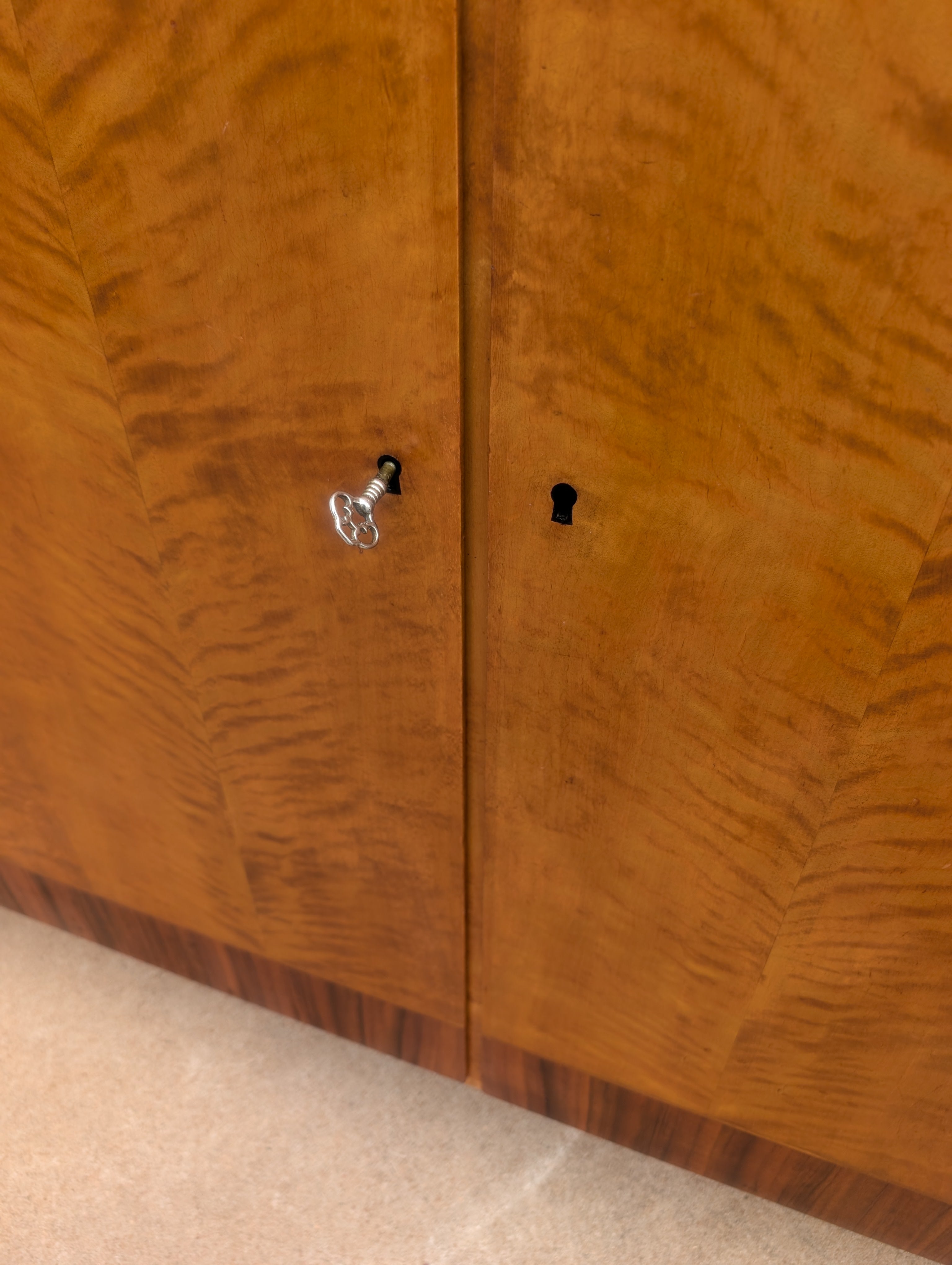 Modern Swedish Art Deco Birch and Oak Cabinet