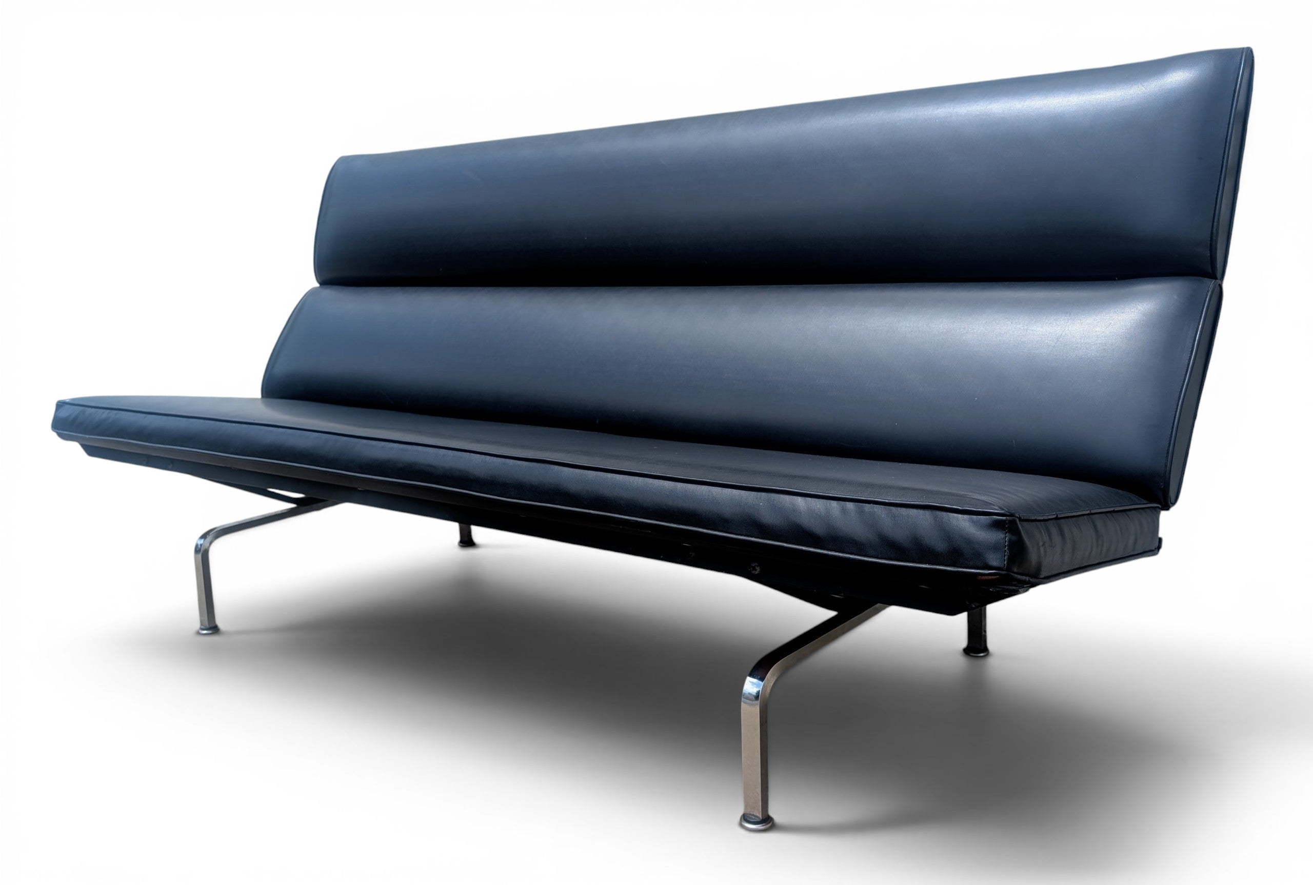 Mid Century Modern Early Generation Herman Miller Black Sofa Compact