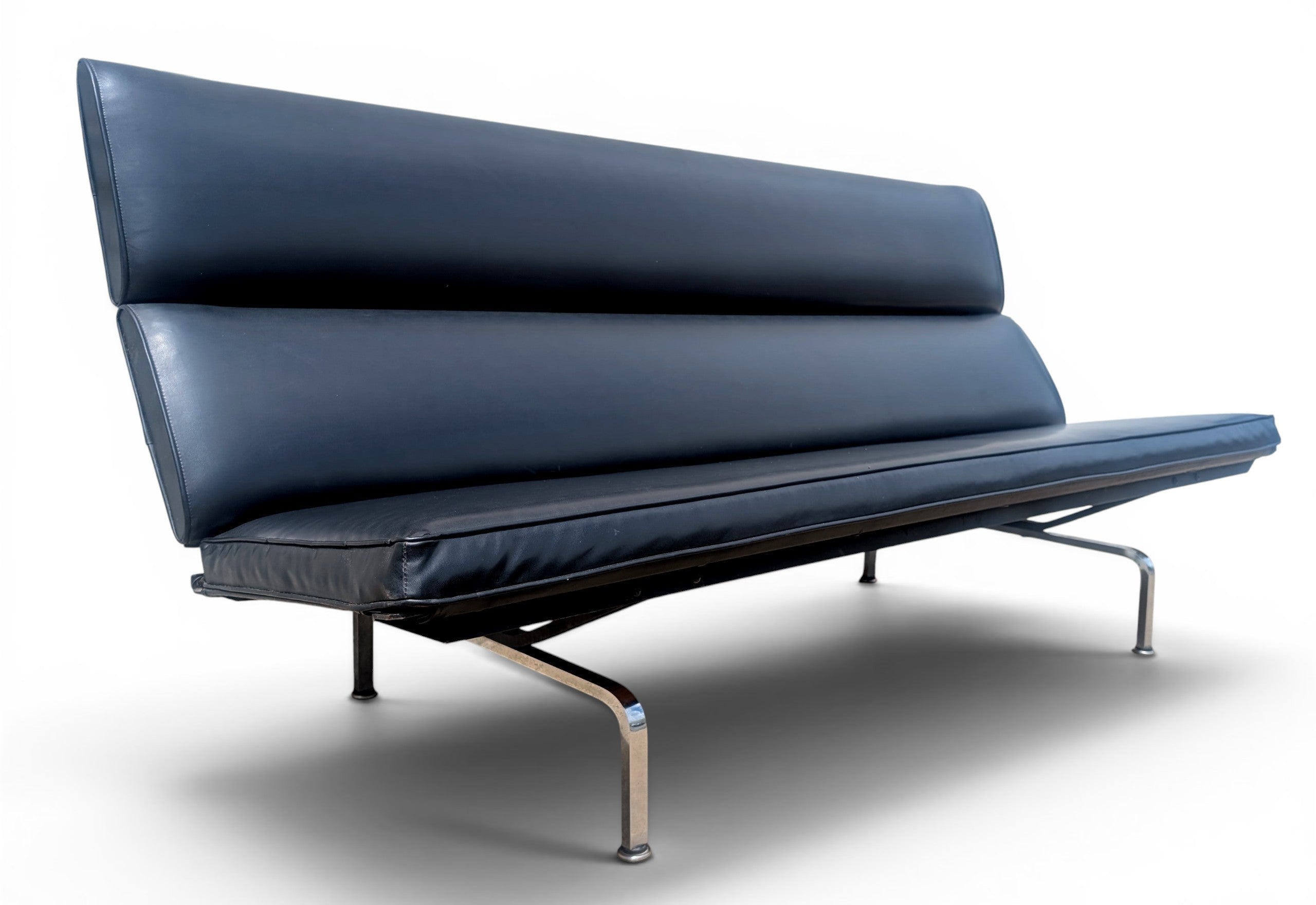 Mid Century Modern Early Generation Herman Miller Black Sofa Compact