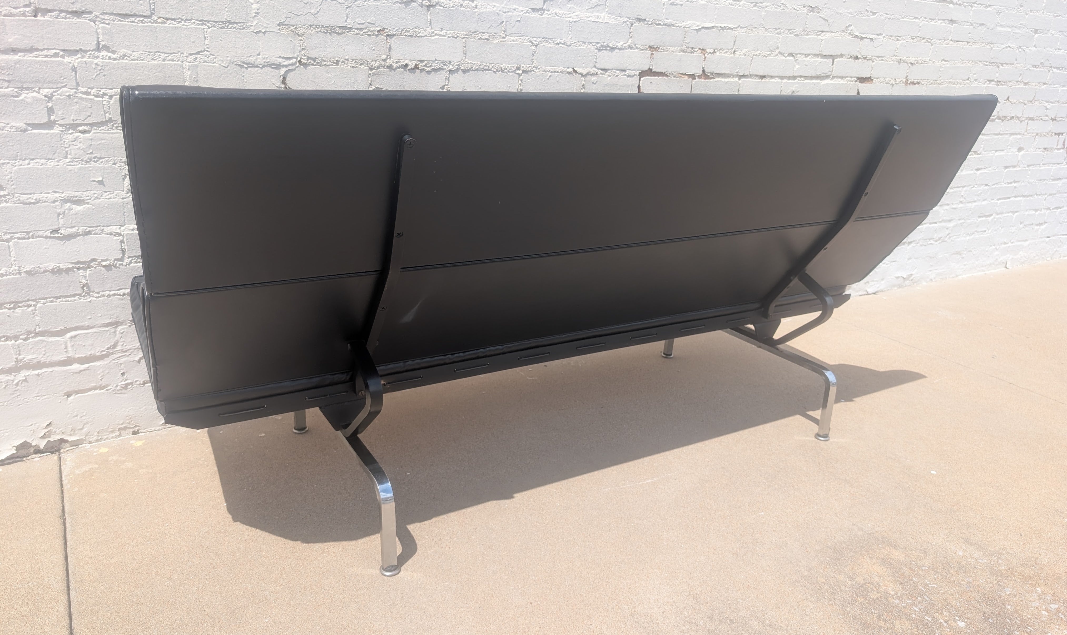 Mid Century Modern Early Generation Herman Miller Black Sofa Compact