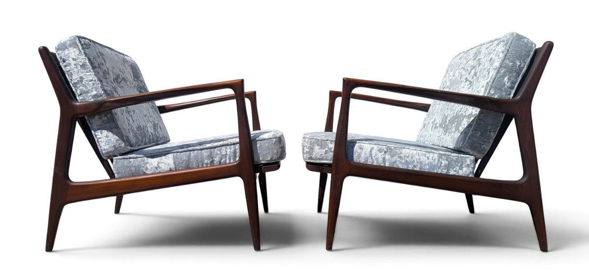 Mid Century Danish Modern Kofod Larsen Side Chairs by Selig - A Pair