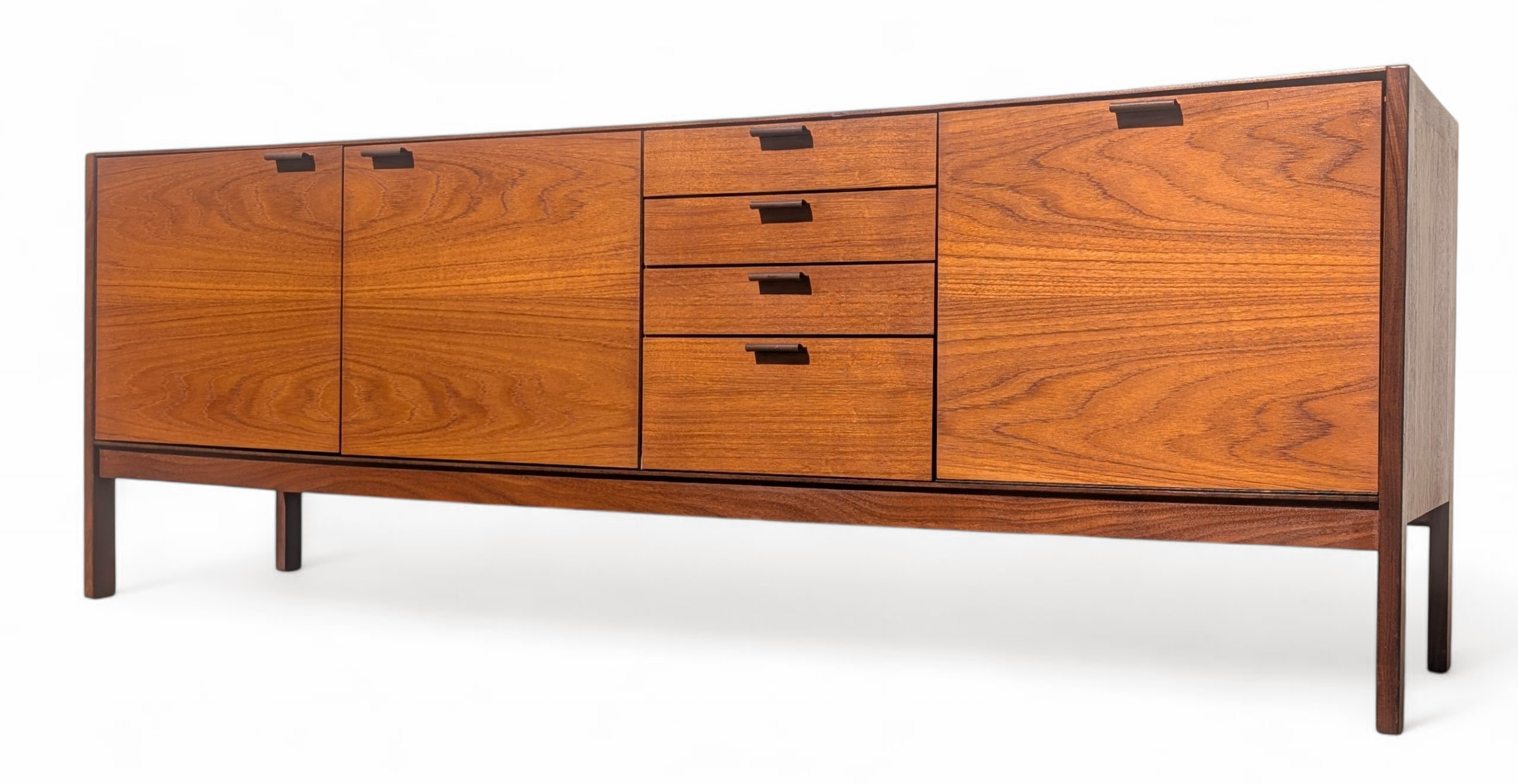 Mid Century English Modern Credenza with Leather Pulls