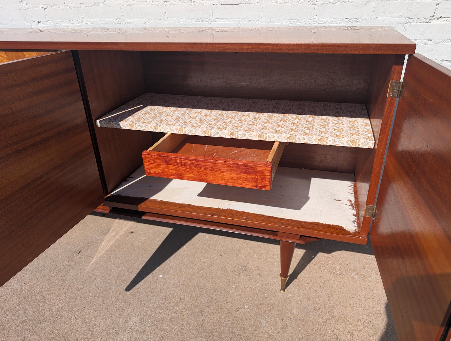 Mid Century French Modern Lacquered Sunburst Sideboard