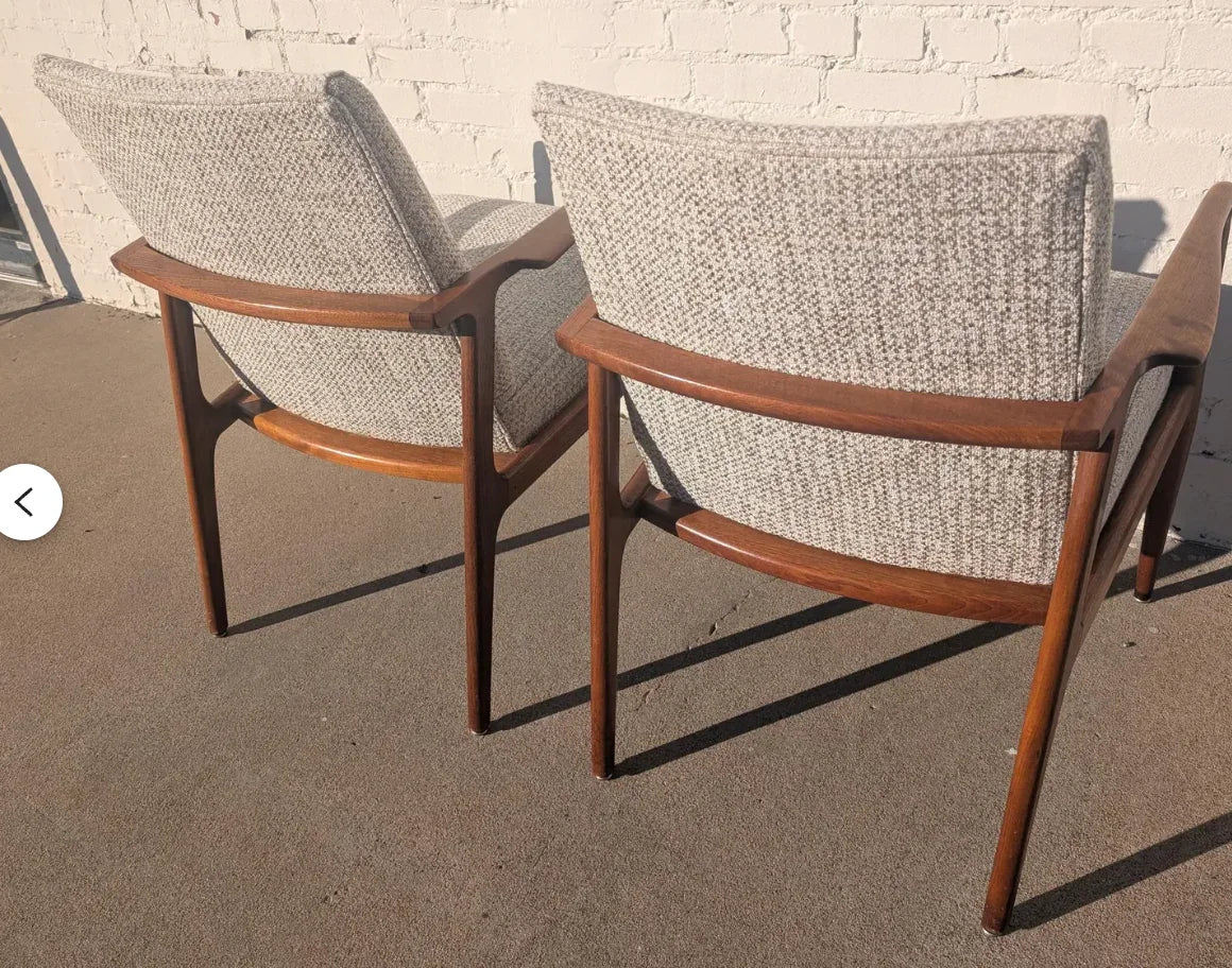 Mid-Century Modern Walnut Side Chairs – Pair