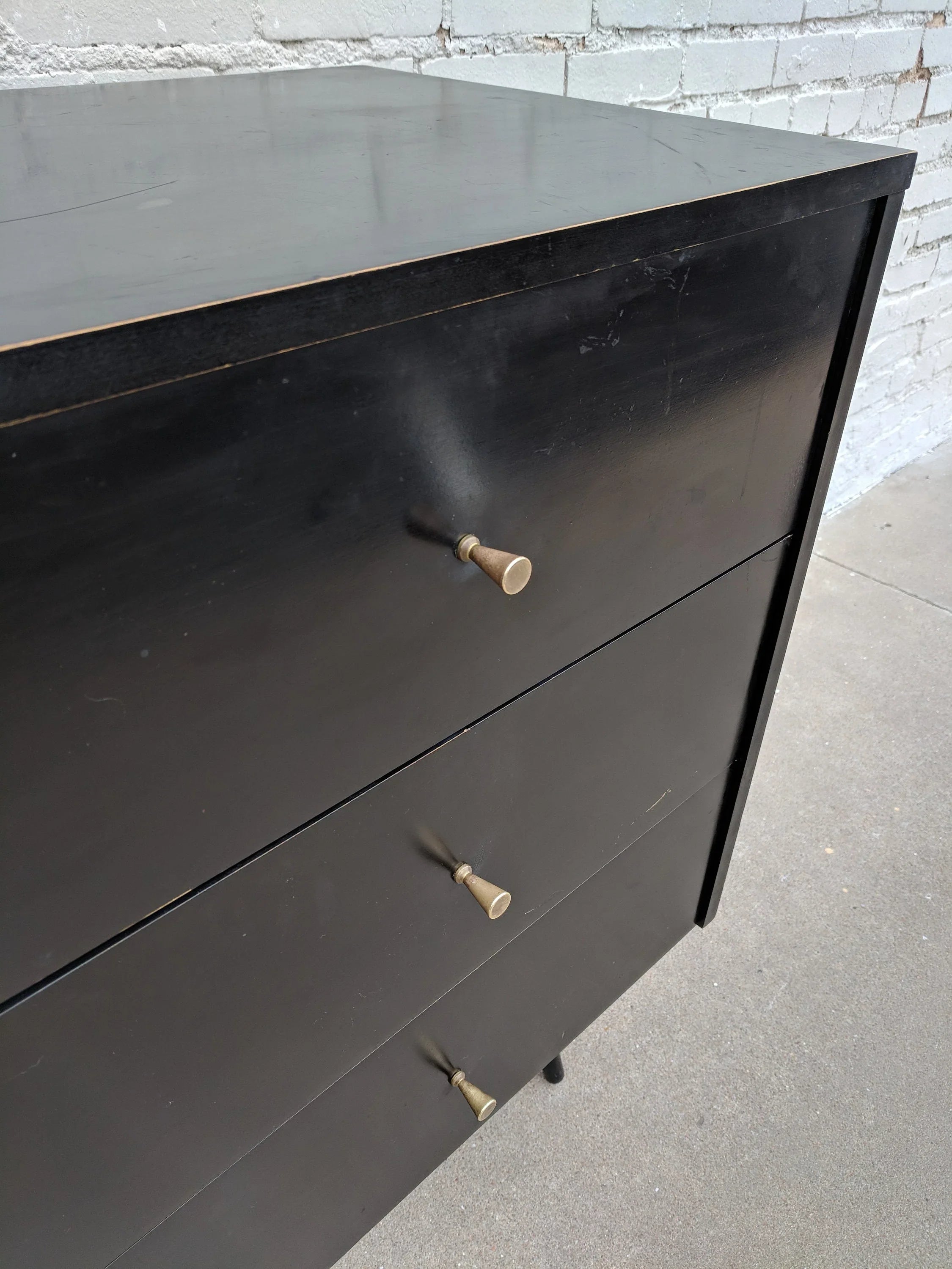 Mid Century Modern Paul McCobb Black Lacquer Three Drawer Dresser