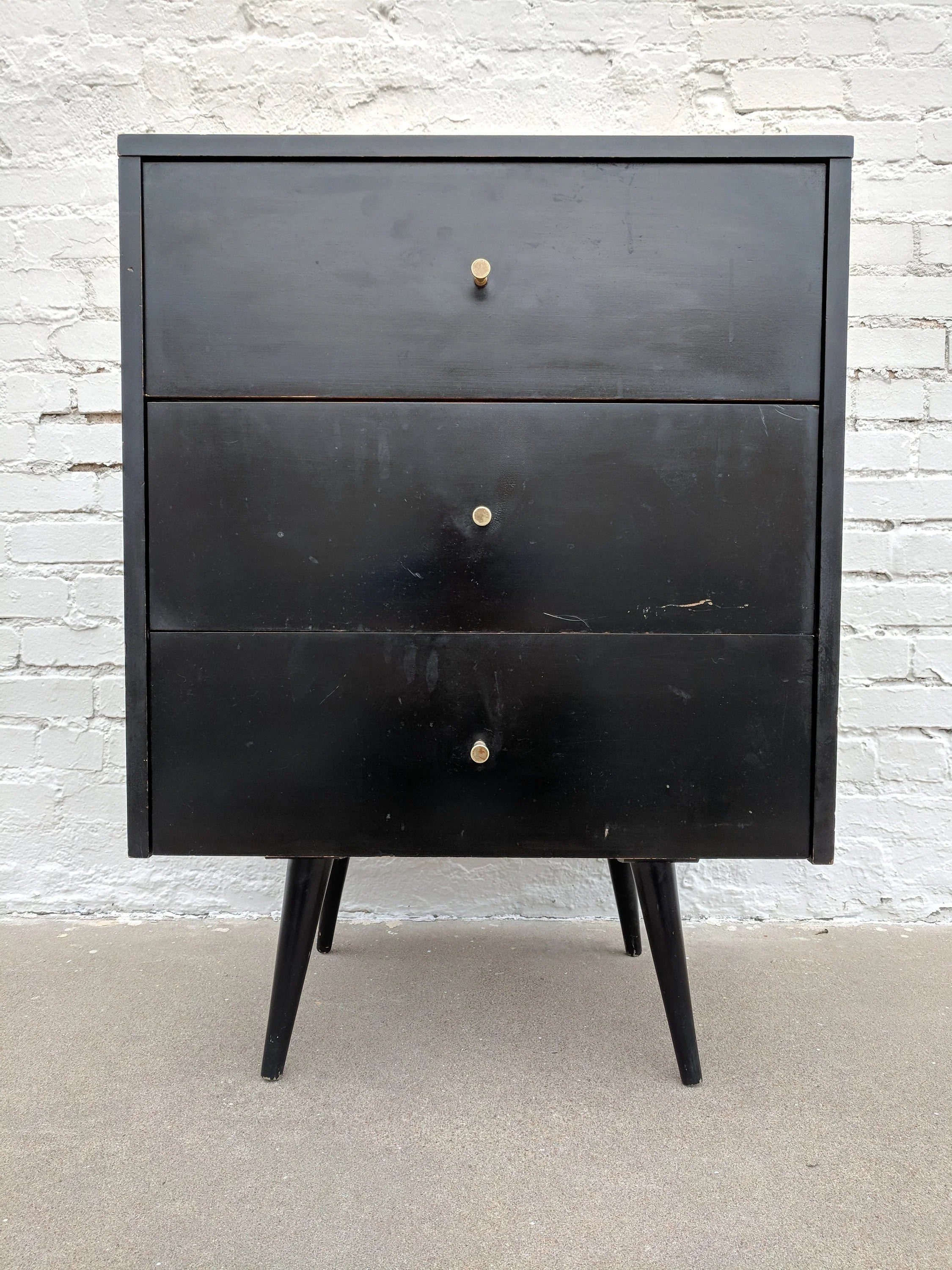 Mid Century Modern Paul McCobb Black Lacquer Three Drawer Dresser