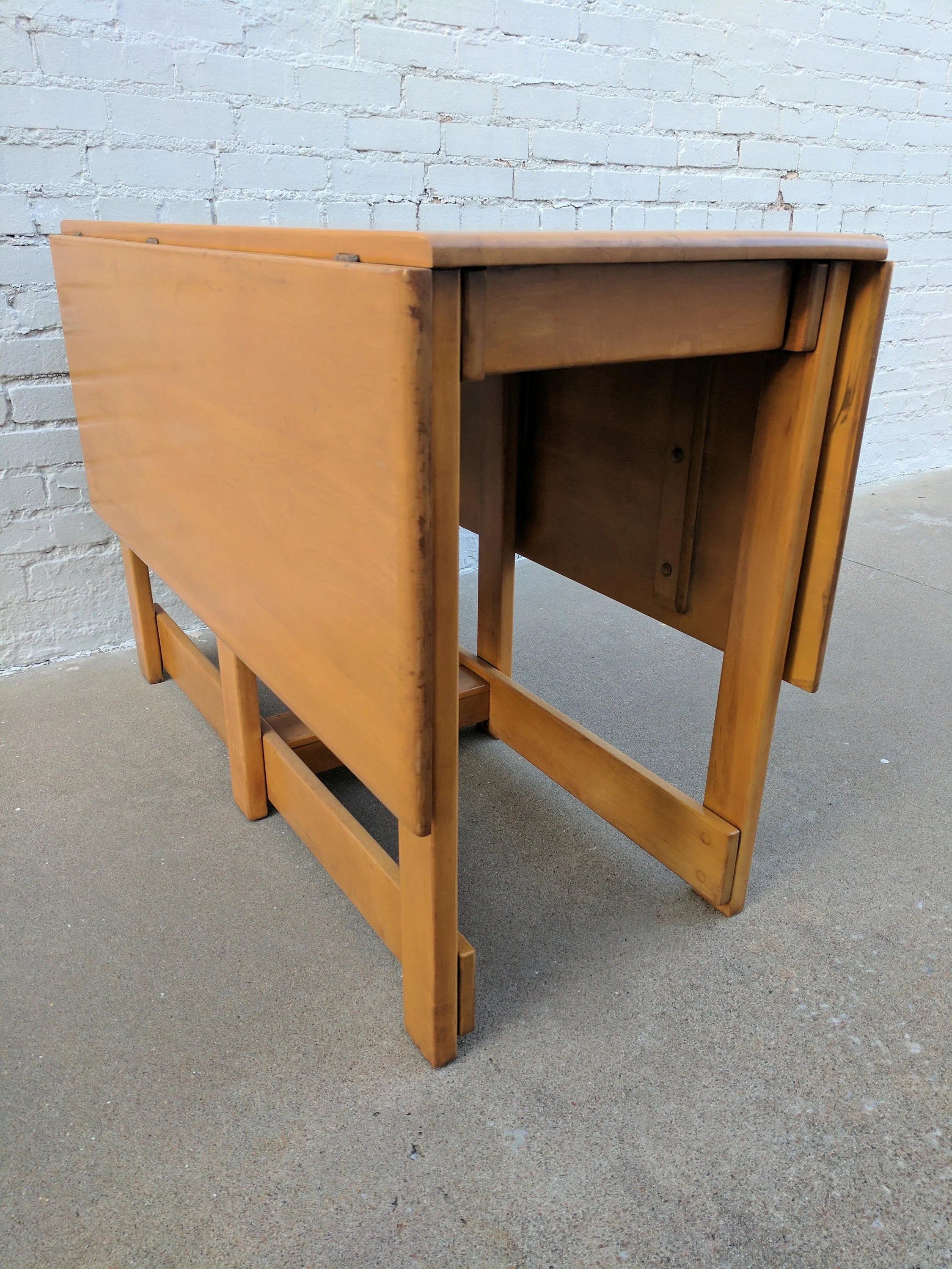 Mid Century Modern Conant Ball Solid Maple Drop Leaf Table