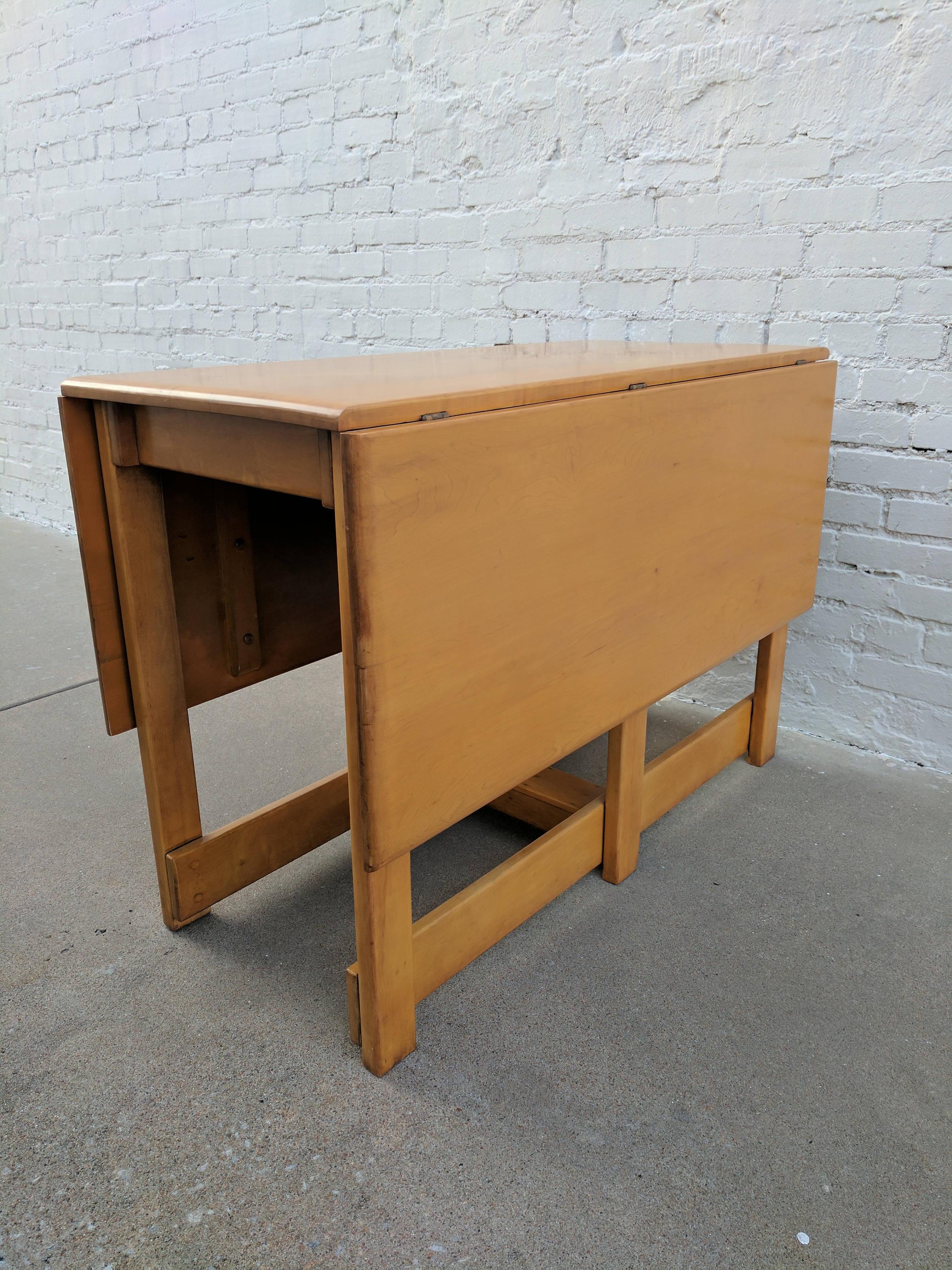 Mid Century Modern Conant Ball Solid Maple Drop Leaf Table