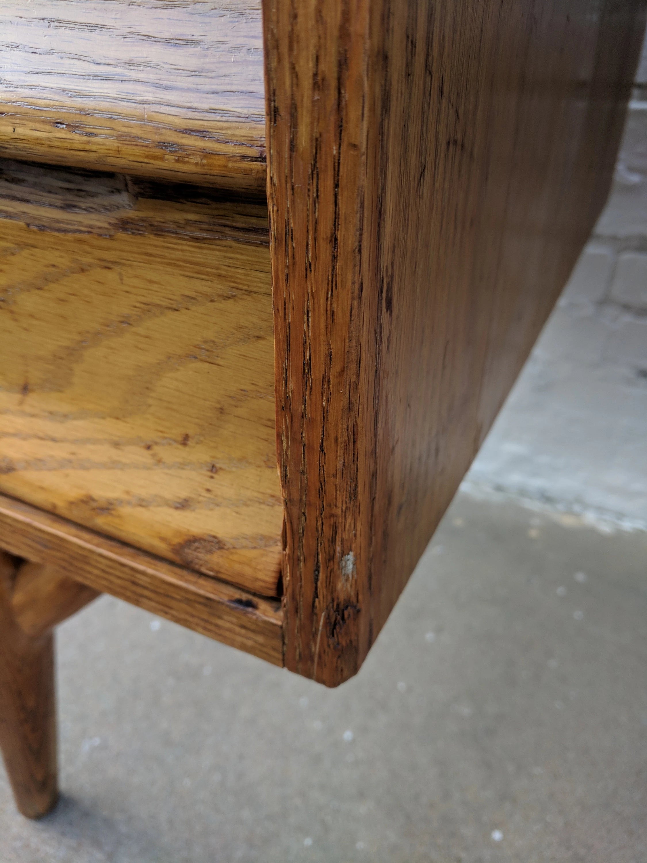 Mid Century Modern Solid Oak Desk with Laminate Top by Jack van der molen