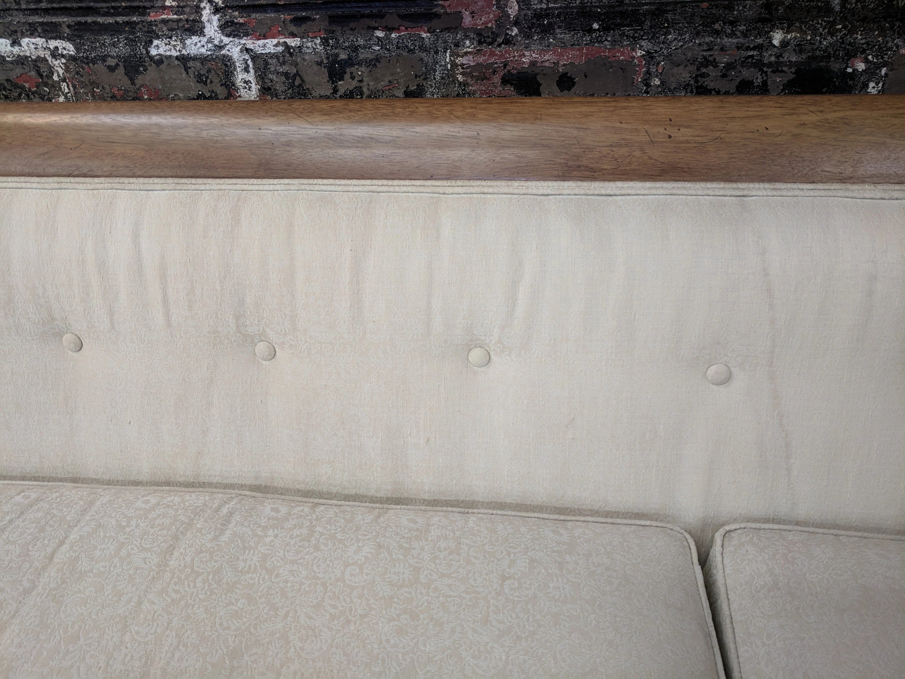 Mid Century Modern Drexel Walnut Trim Sofa