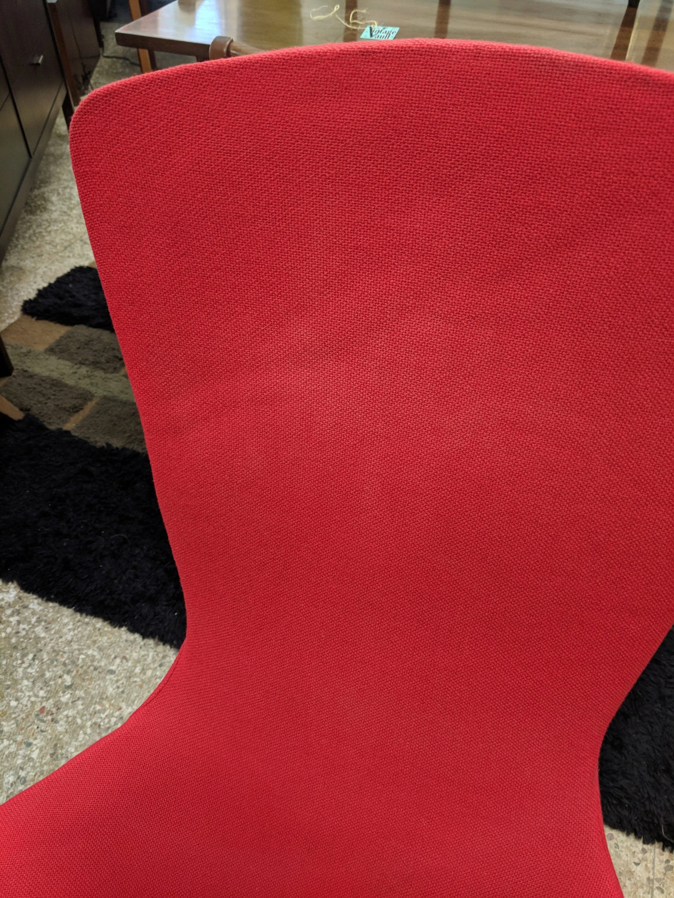 Mid Century Modern Red Knoll Bertoia Bird Chair and Ottoman