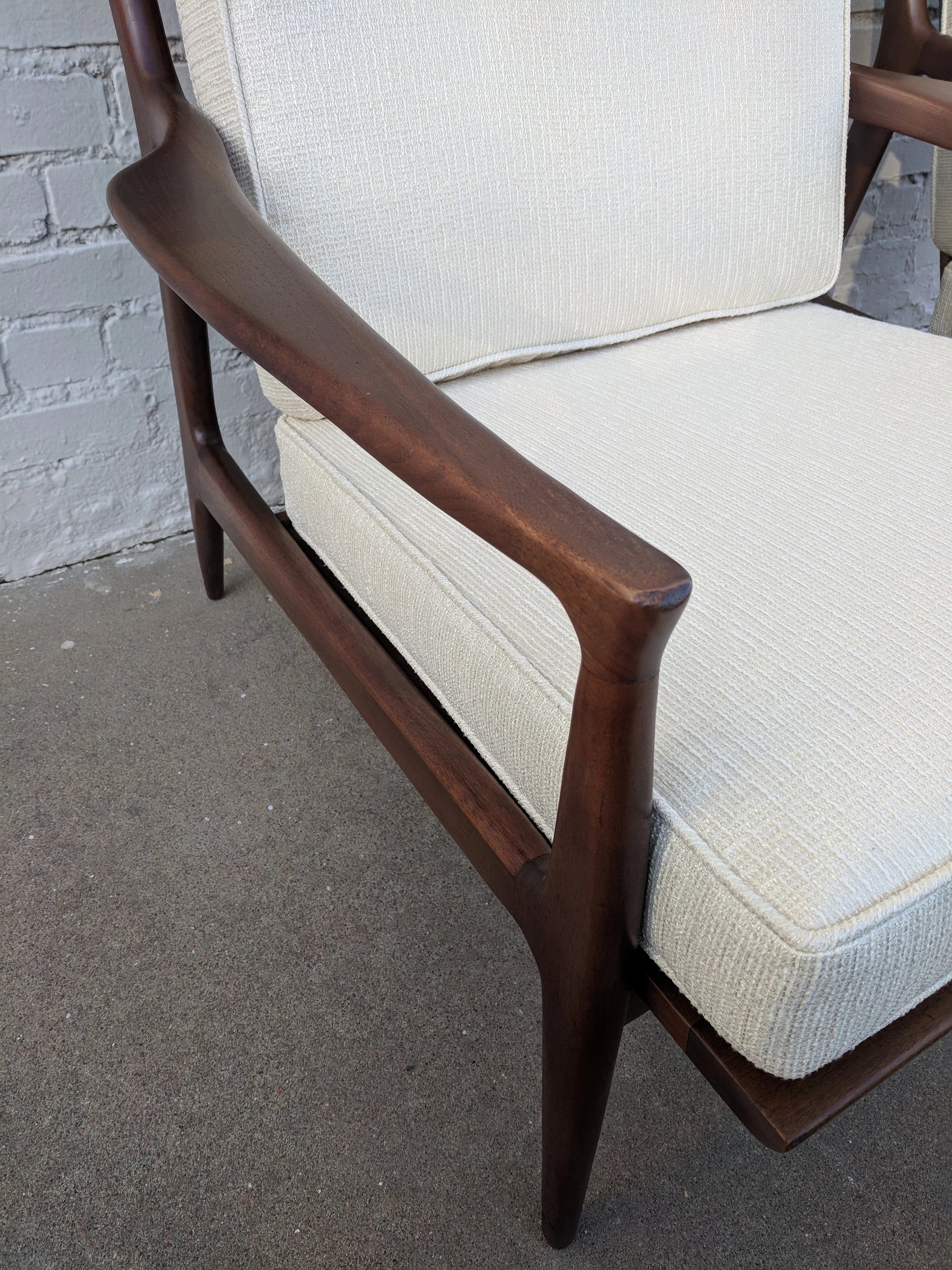 Mid Century Modern Milo Baughman Walnut Lounge Chairs