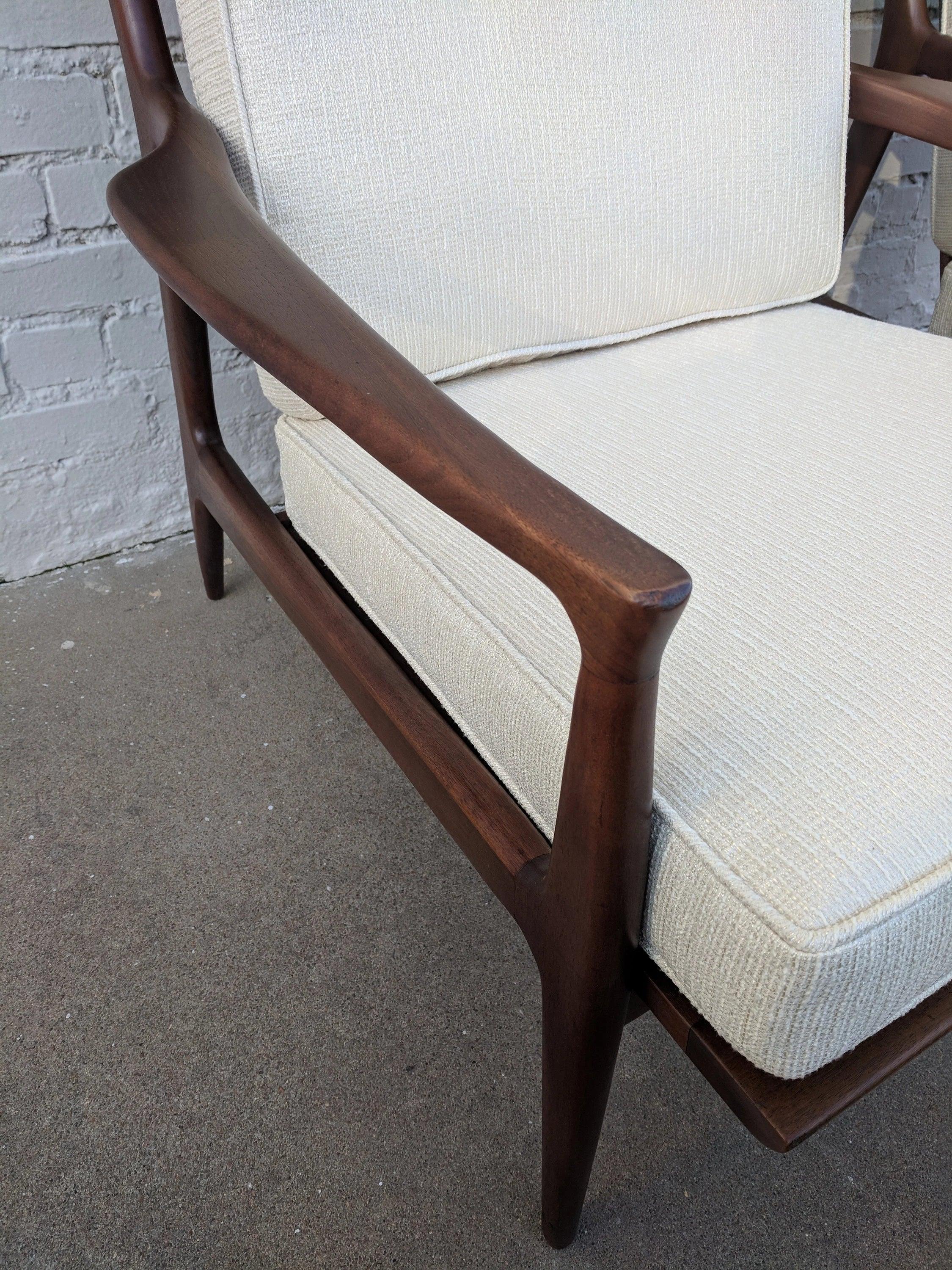 Mid Century Modern Milo Baughman Walnut Lounge Chairs