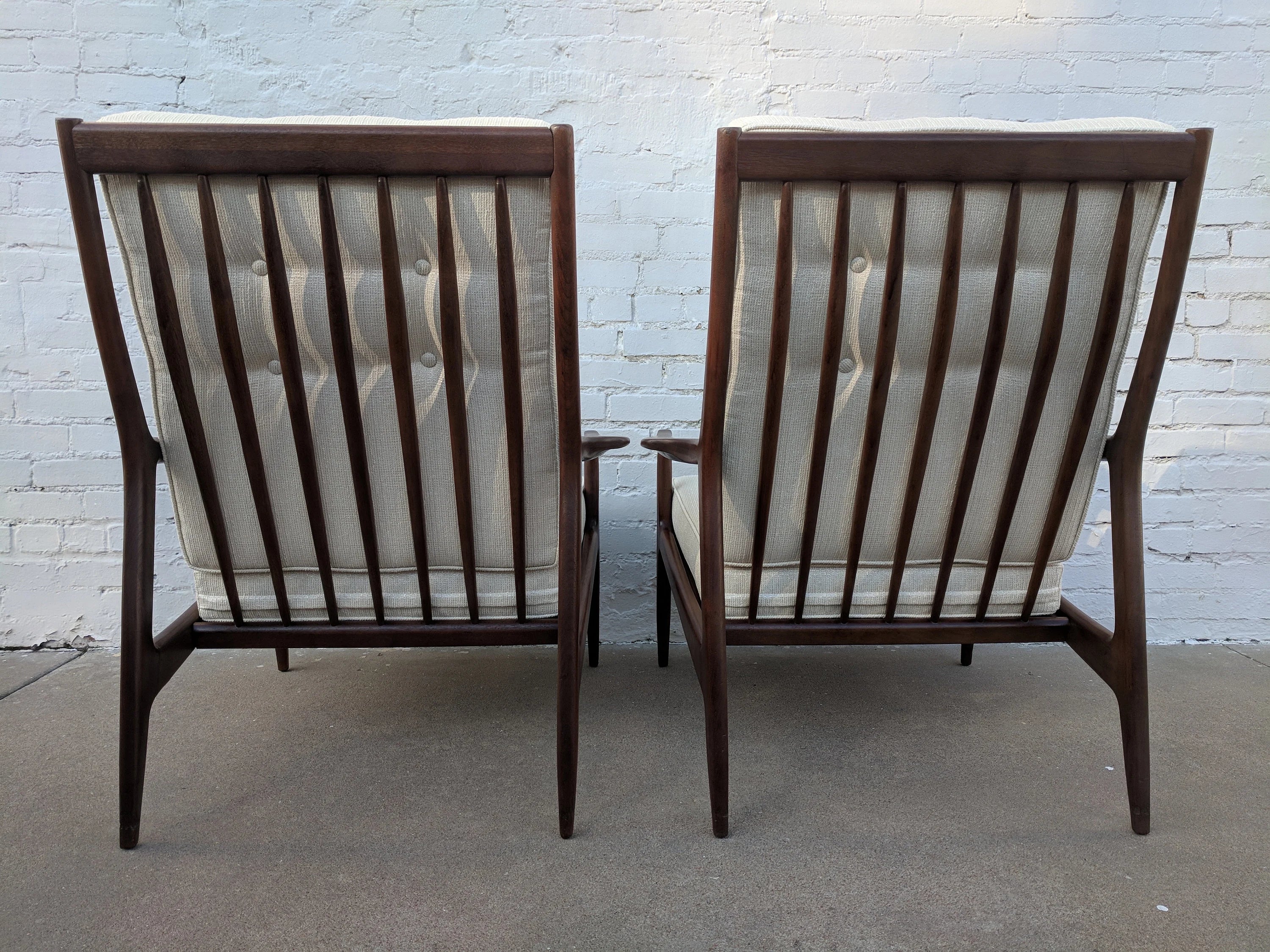 Mid Century Modern Milo Baughman Walnut Lounge Chairs