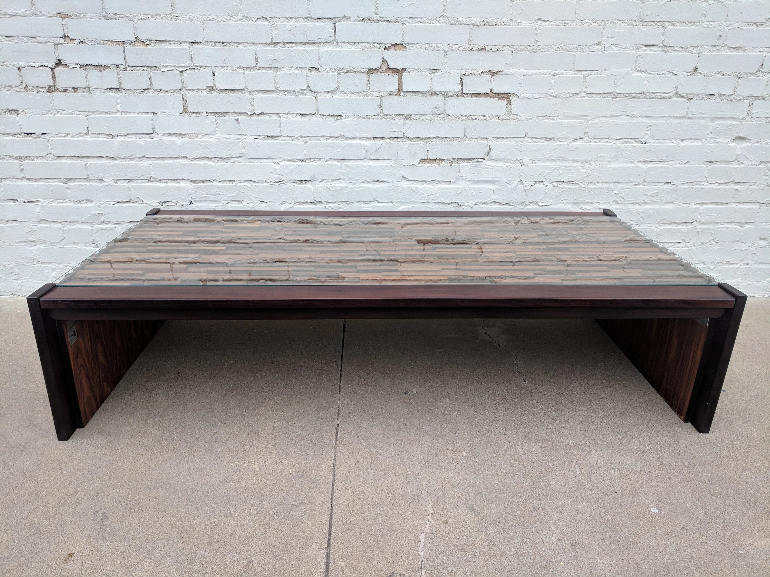 Mid Century Modern Percival Lafer Brutalist Rosewood Coffee Table