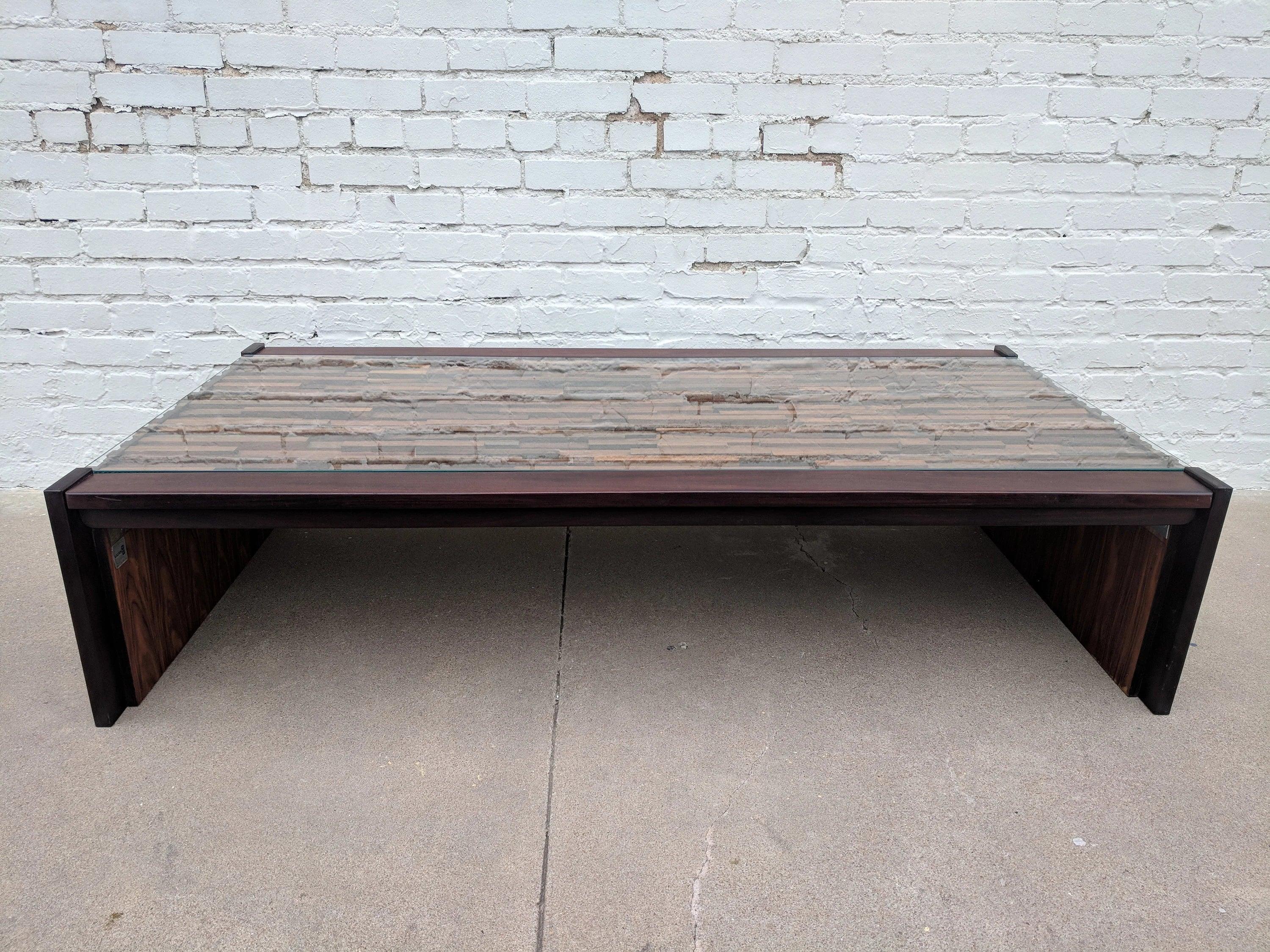 Mid Century Modern Percival Lafer Brutalist Rosewood Coffee Table