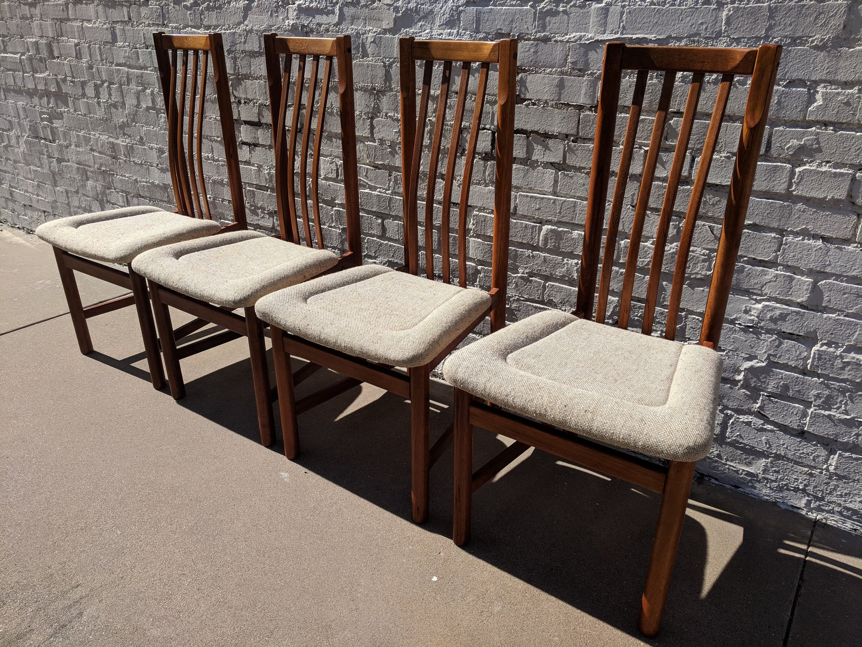 Mid Century Modern Danish D Scan Teak Dining Chairs Set of 4
