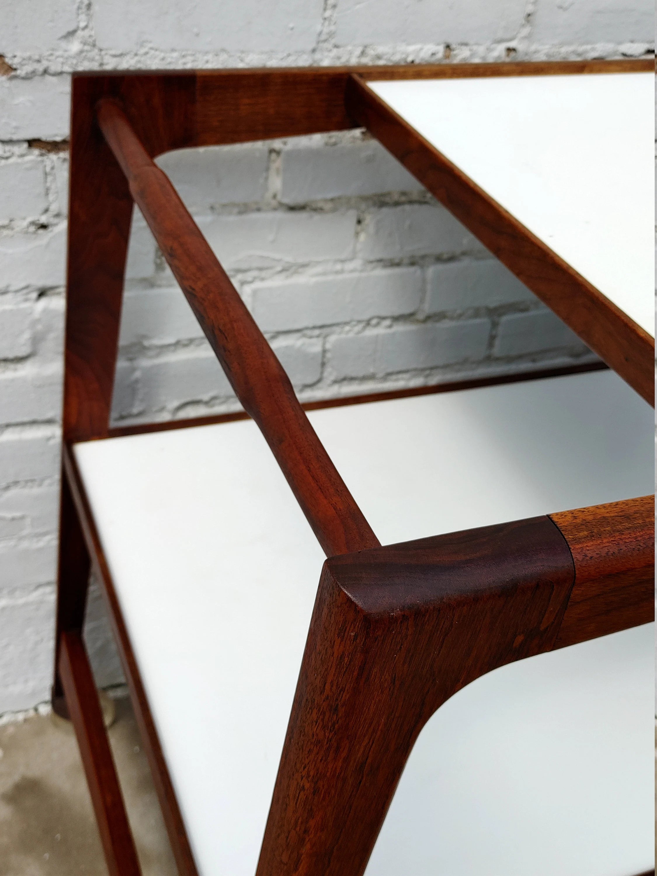 Mid Century Modern Rolling Bar in Walnut