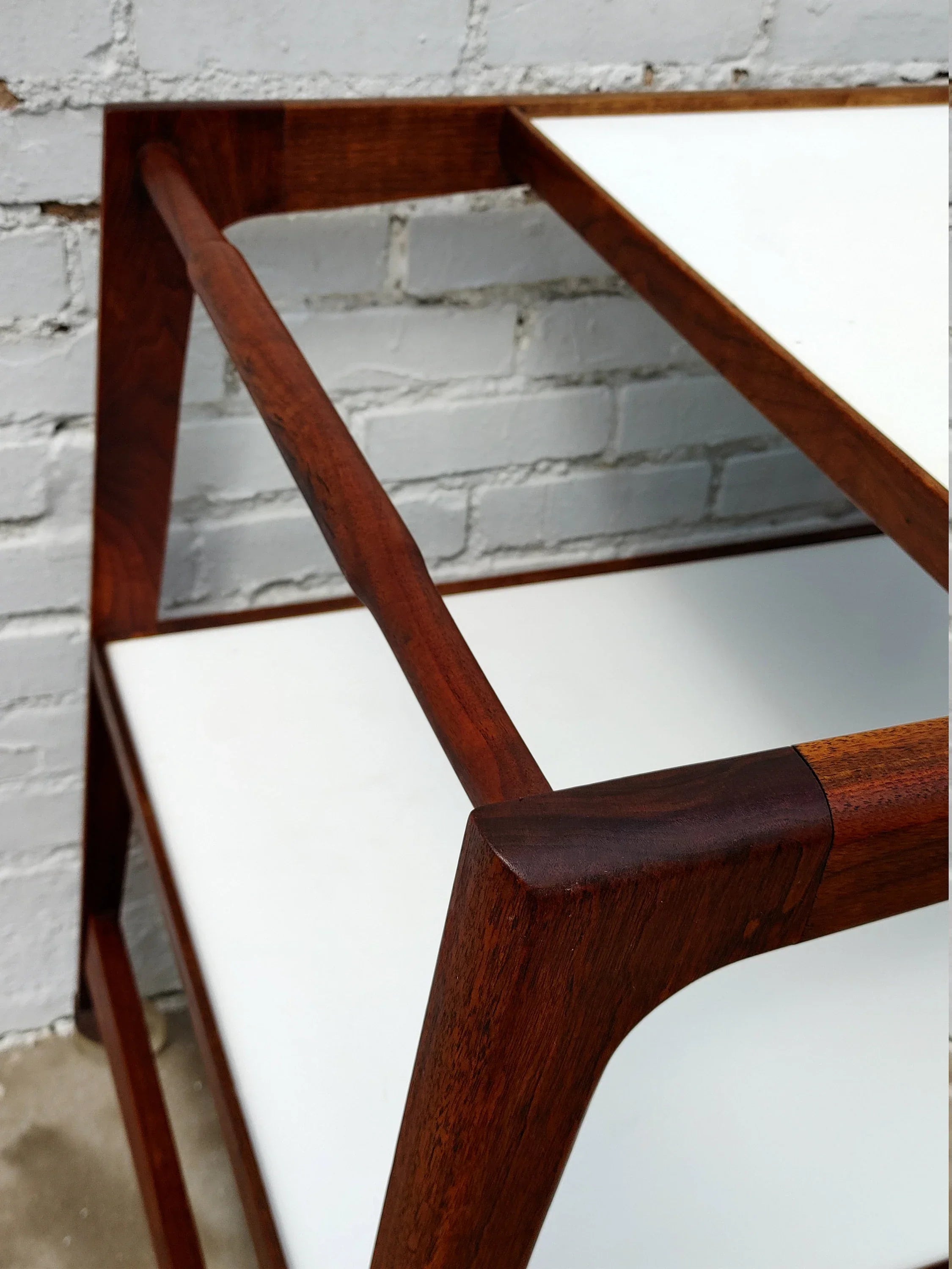 Mid Century Modern Rolling Bar in Walnut