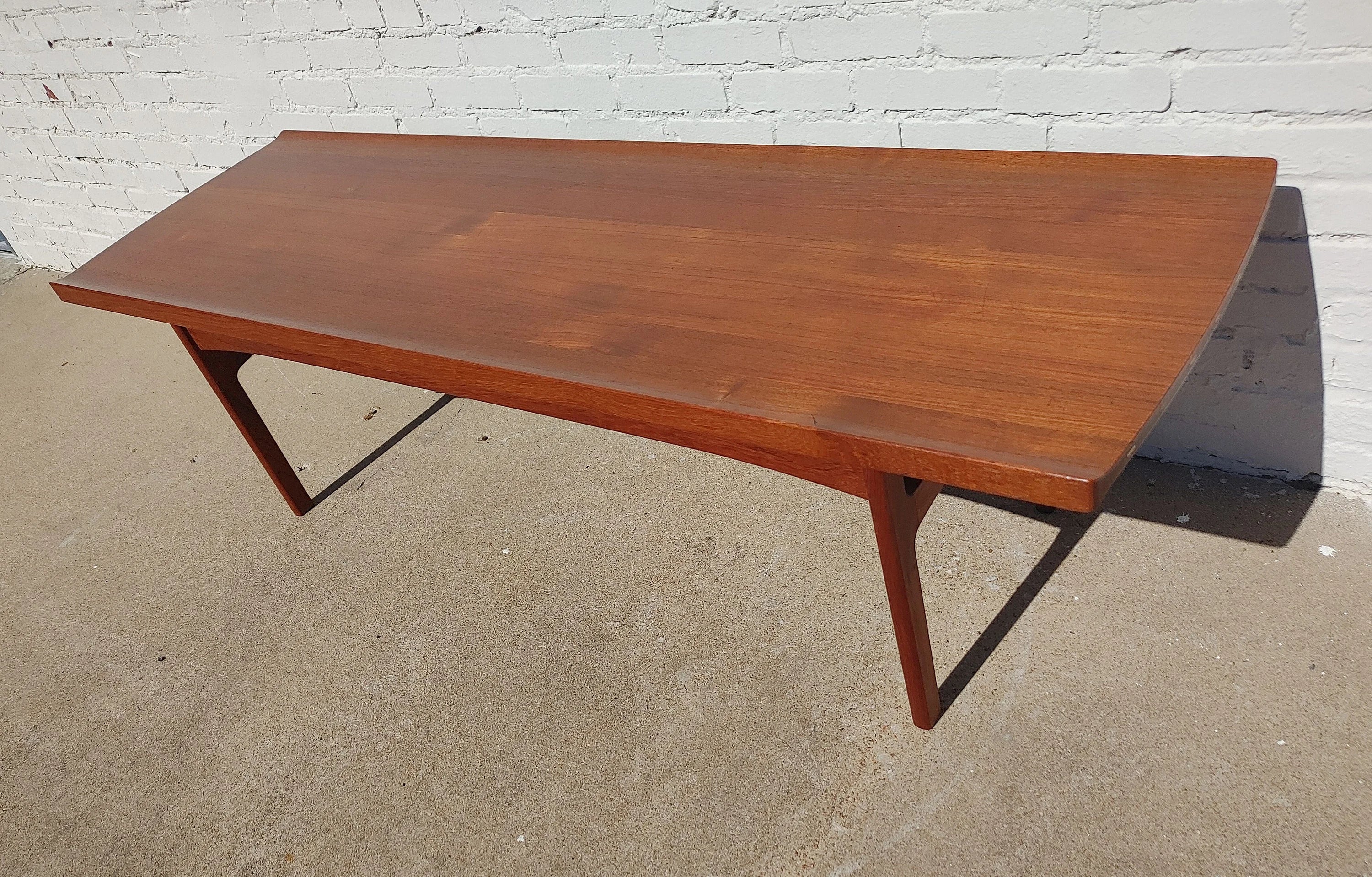 Mid Century Danish Modern Solid Teak Coffee Table by Seffle